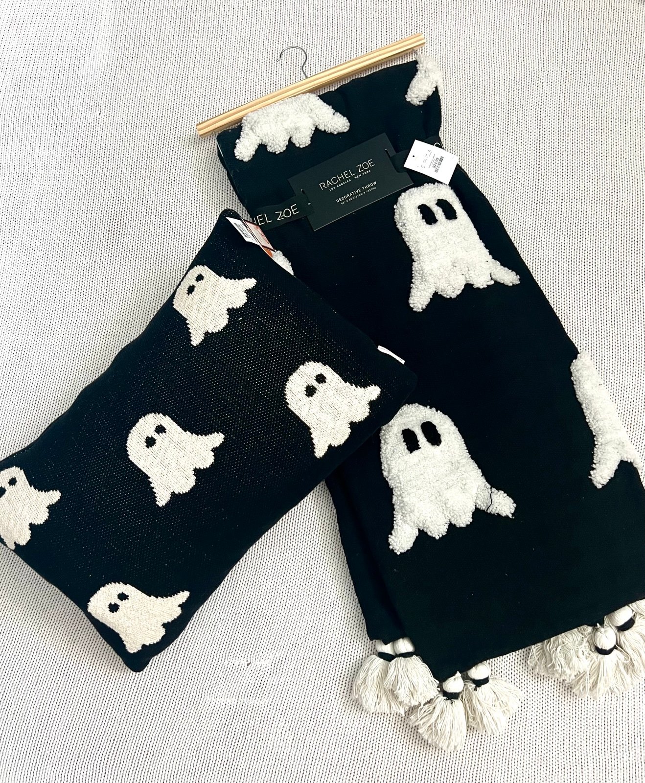 Rachel Zoe Ghost Blanket and Pillow BLACK