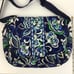 Vera Bradley Laptop Messenger Bag Mediterranean Blue Floral Diamond Quilted