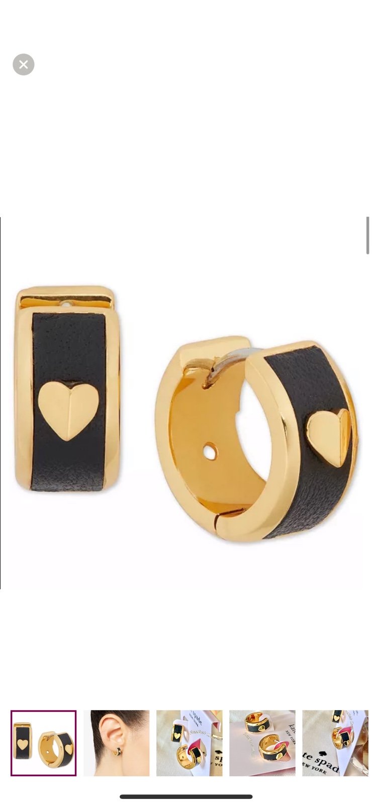 Kate Spade Gold-tone Leather Heart Huggie Hoop Earrings