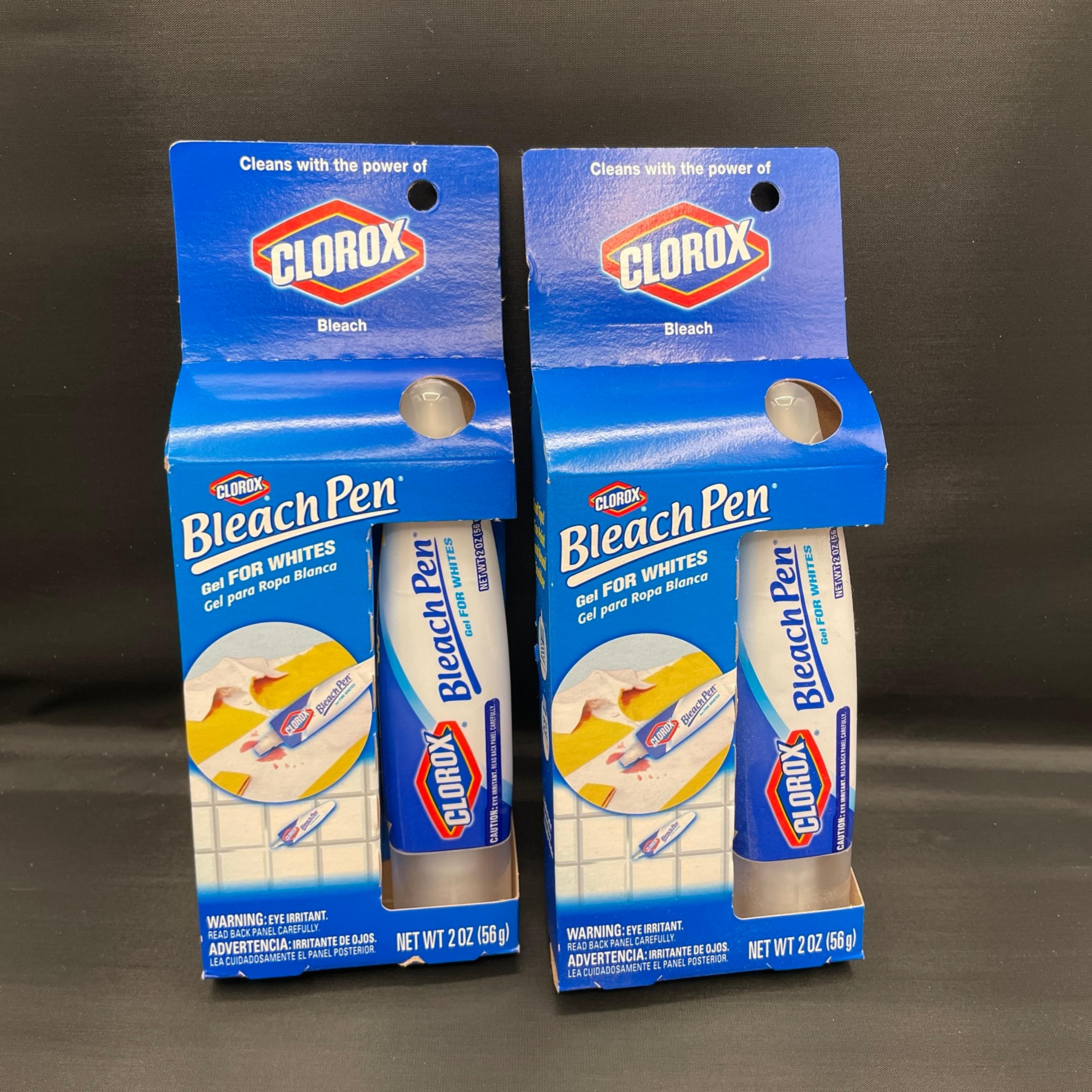Set of 2 - Clorox Bleach Pen Gel For Whites Dual Tipped 2014 Sealed 2 OZ