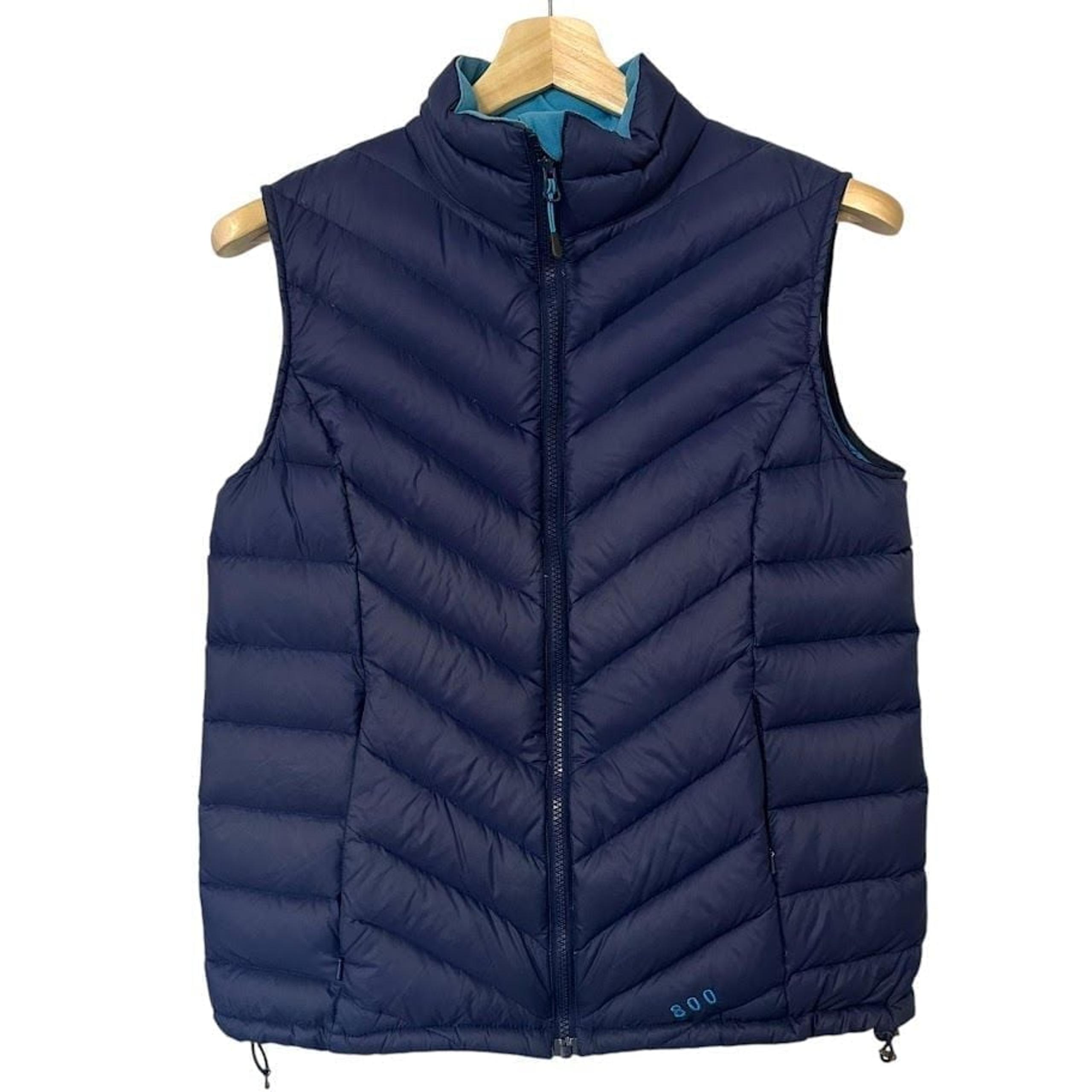 Cabela's 800 Fill Goose Down Navy Blue Nylon Puffer Vest Mens S