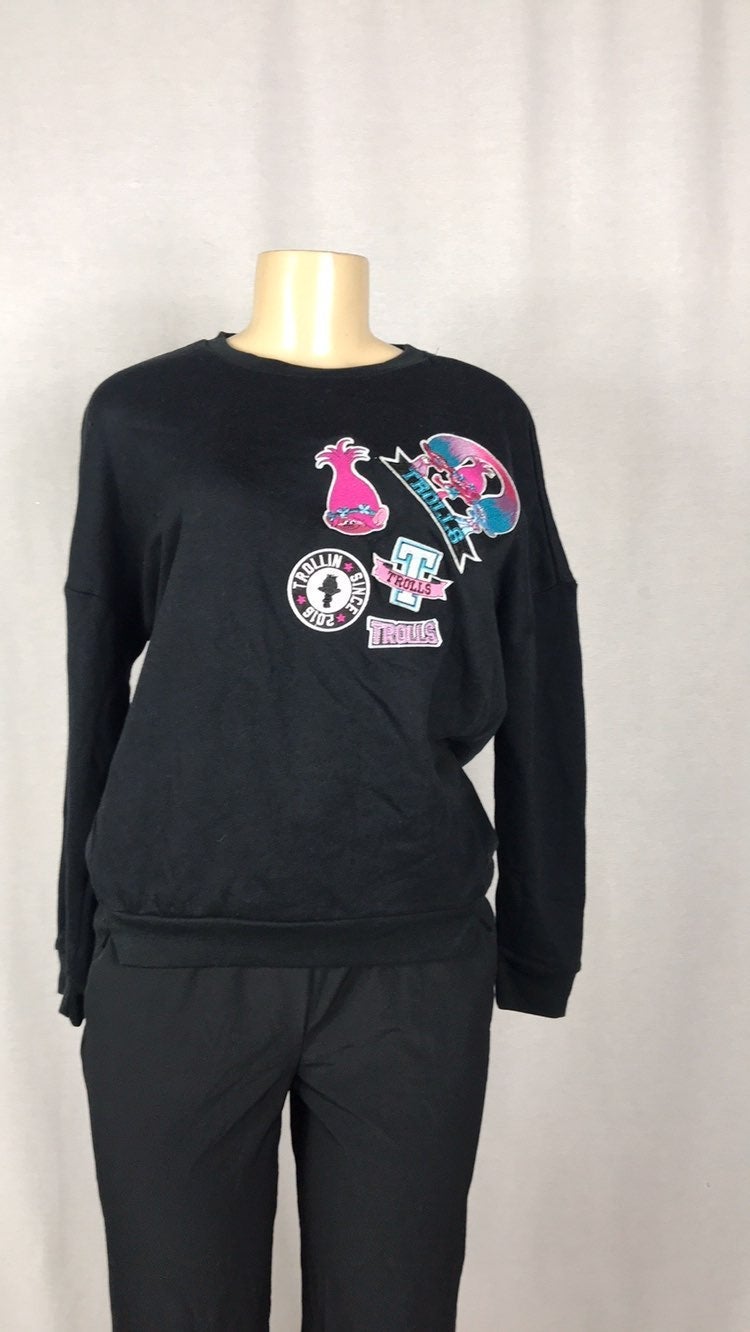 Dream Works Troll Patches sweatshirt Dream Works Troll Patches sweatshirt