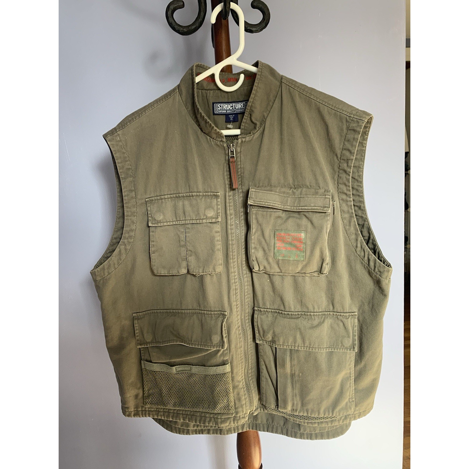 Vintage Structure USA Utility Supply M99 07.04.2000 Green Military Vest Men's XL