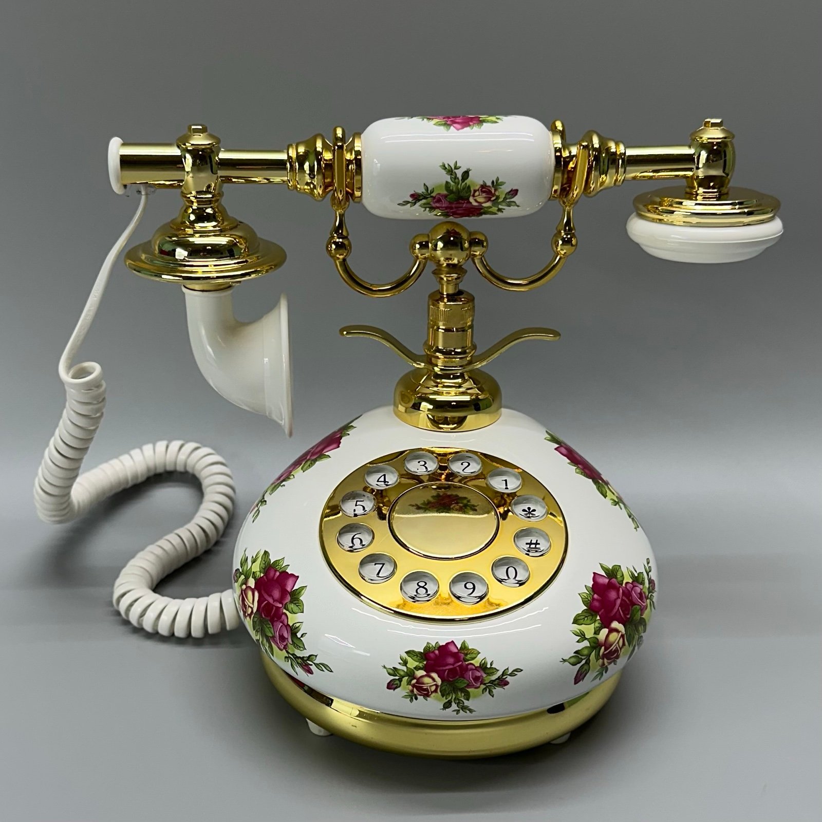 Hentak Limited HT-00 Telephone Porcelain Rose Design Desktop Landline Phone