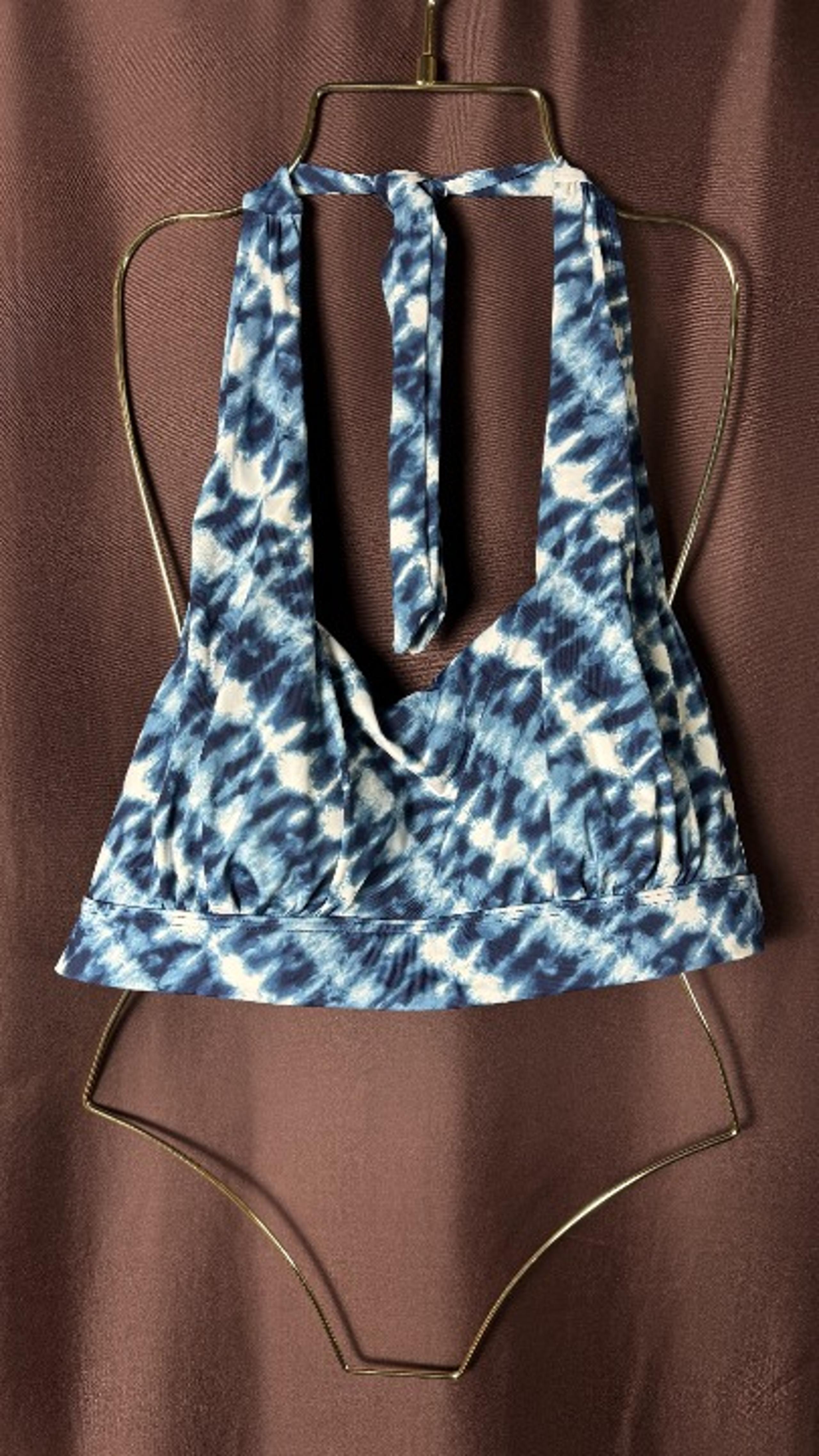 Lands' End Women's L, L/L Chlorine Resistant Square Neck Halter Bikini Top   Ple