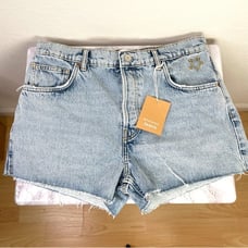 Reformation Charlie Raw Hem Denim Shorts - Star Embroidered Sloane - Size 30