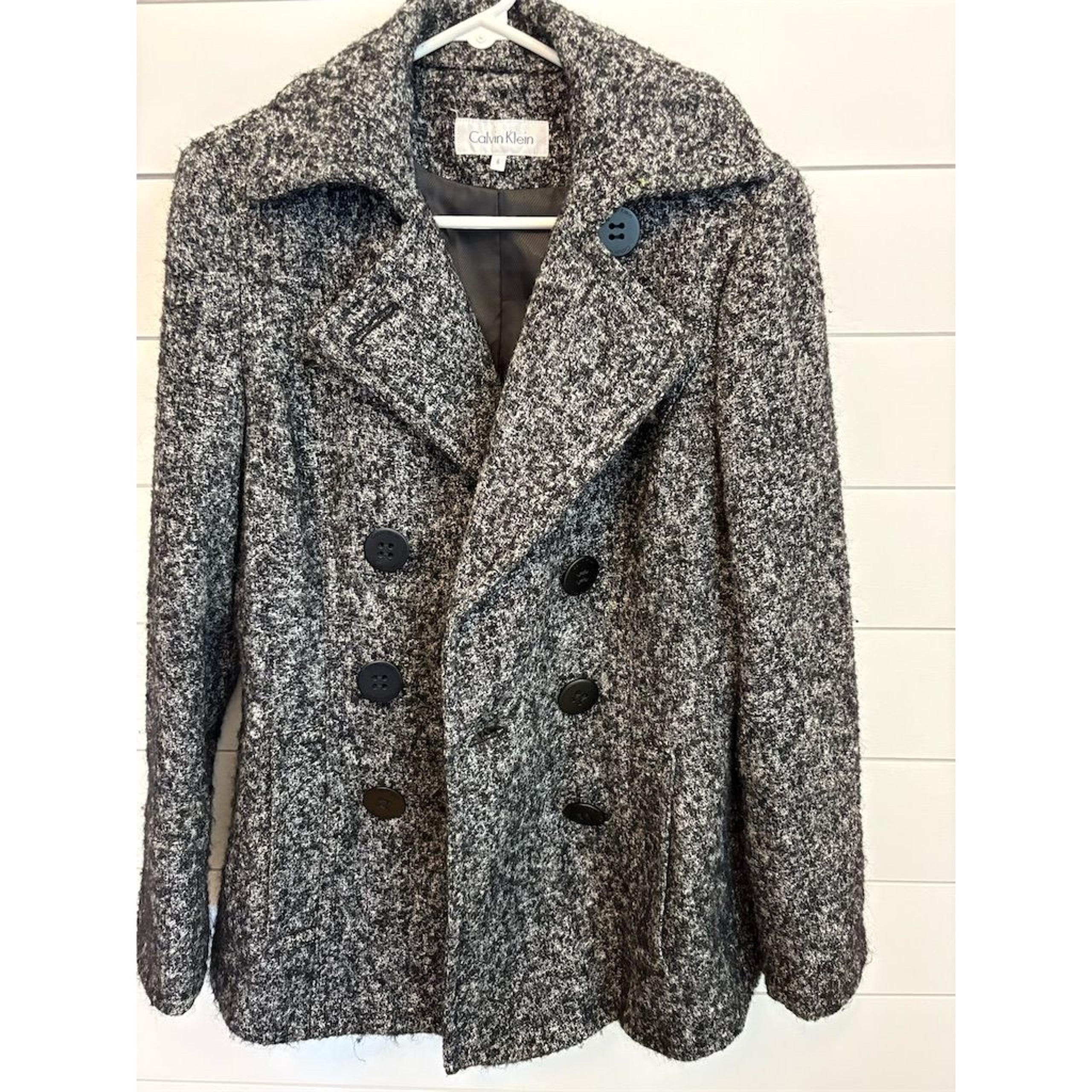 Calvin Klein Women's Gray Wool Blend Peacoat Size 6 Mid-Length