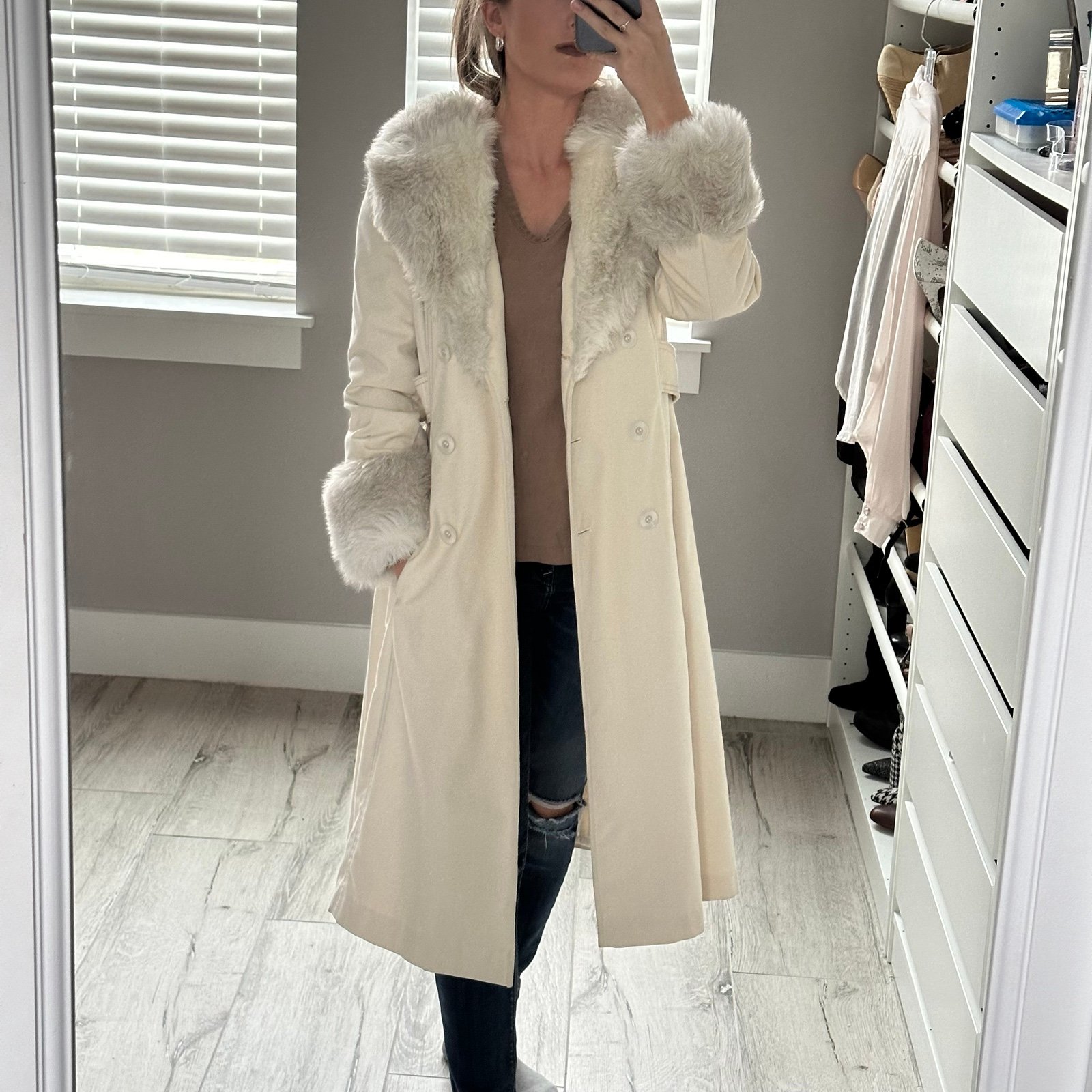 Vintage Faux Fur Trench Coat