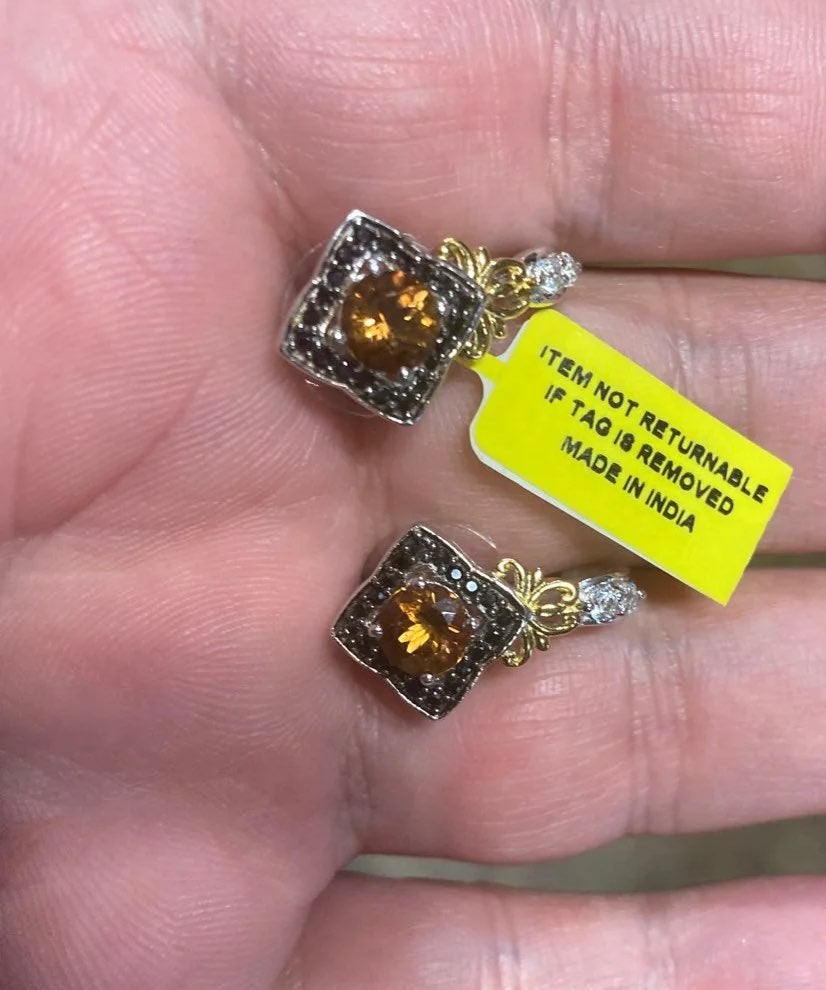 14k YG/Platinum Over Sterling/Topaz/Spin