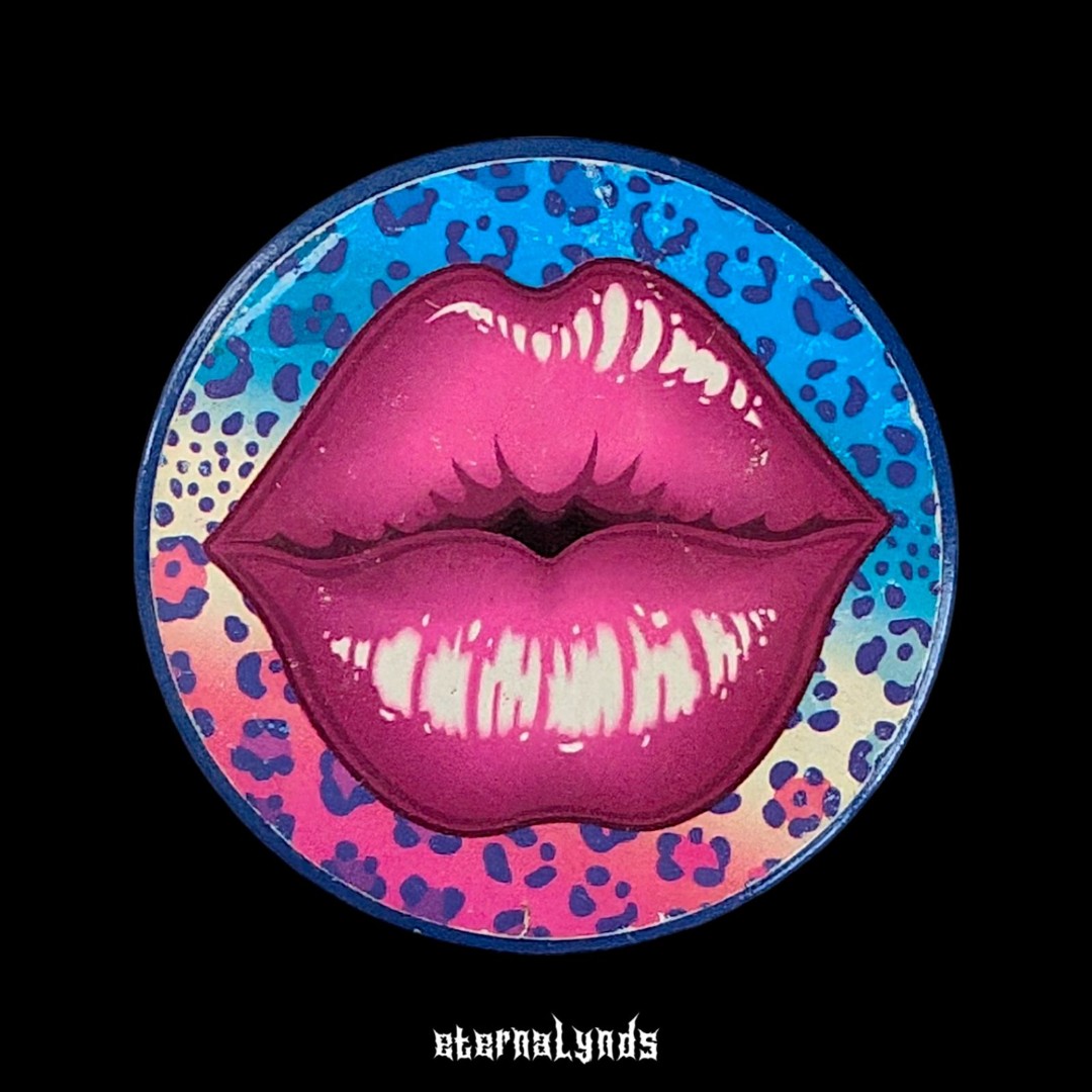 Lisa Frank Kiss Lips Button Pin Pinback 2in. Rainbow Cheetah