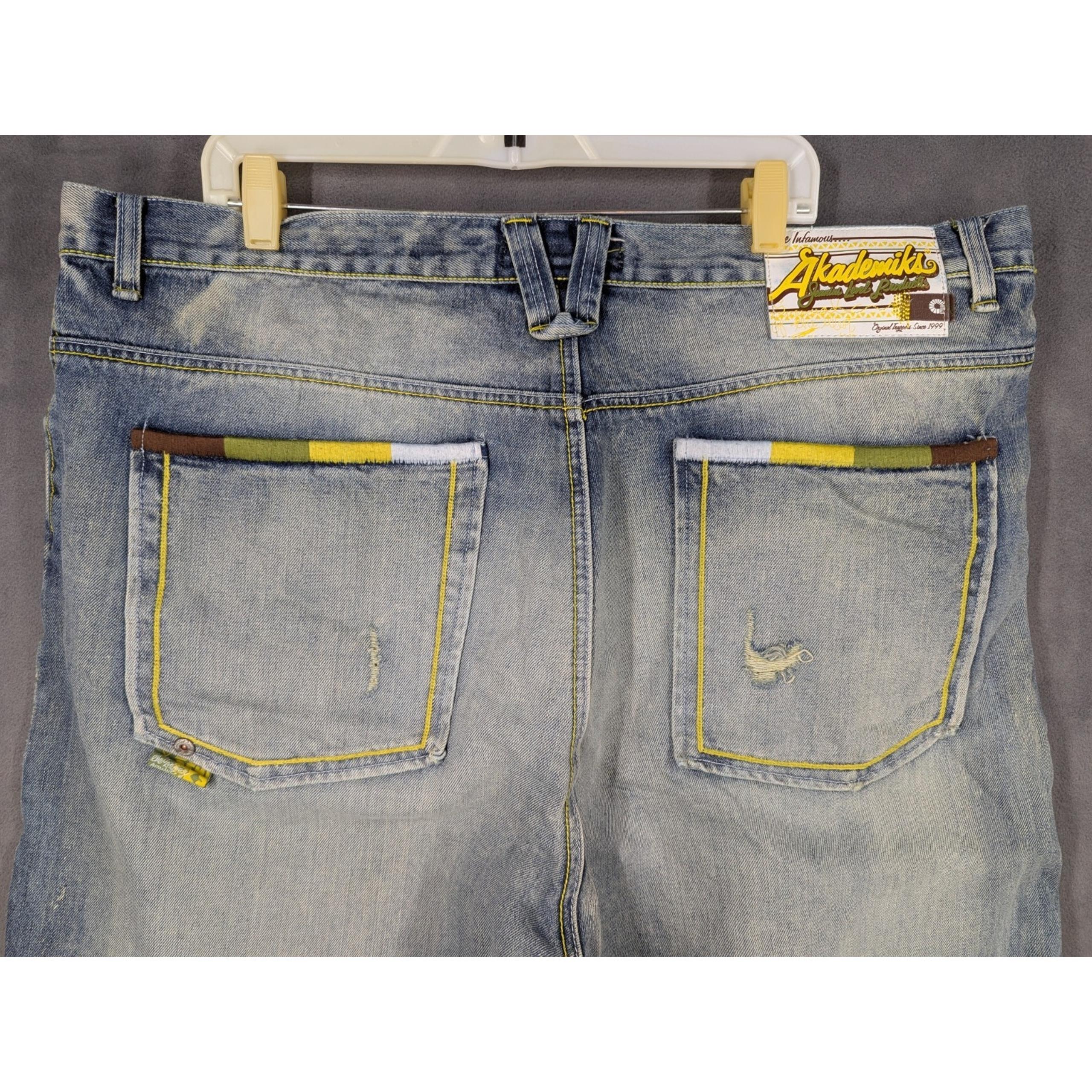 Akademiks Jeans Mens Size 44 Blue Y2K Denim Hip Hop Colorful