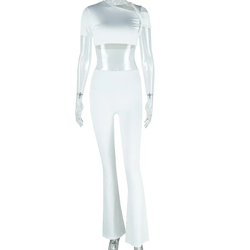 High-waisted slim-fit pants two-piece set