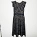 Tadashi Shoji Womens Metallic Jacquard Flared Dress Midi Floral Black Size 10