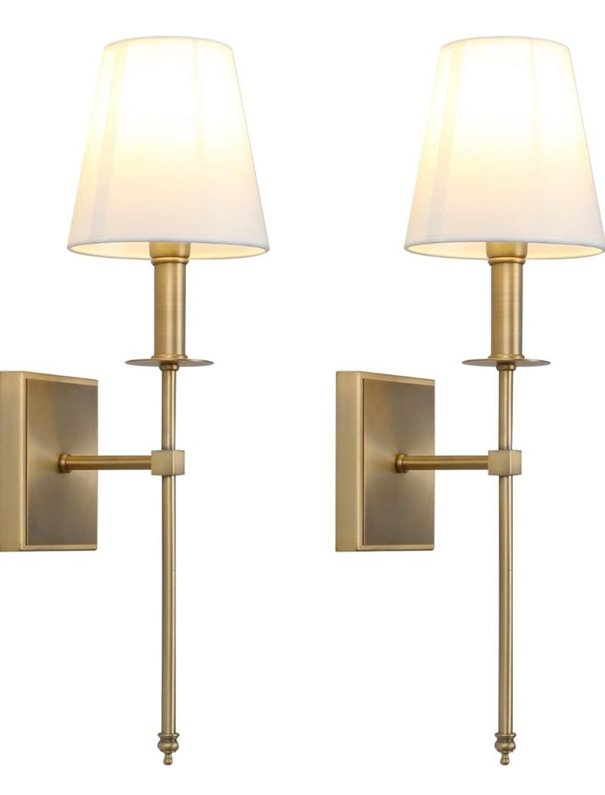 Set of 2 Classic Rustic Industrial Wall Sconce Lighting Fixture with Flared Whit