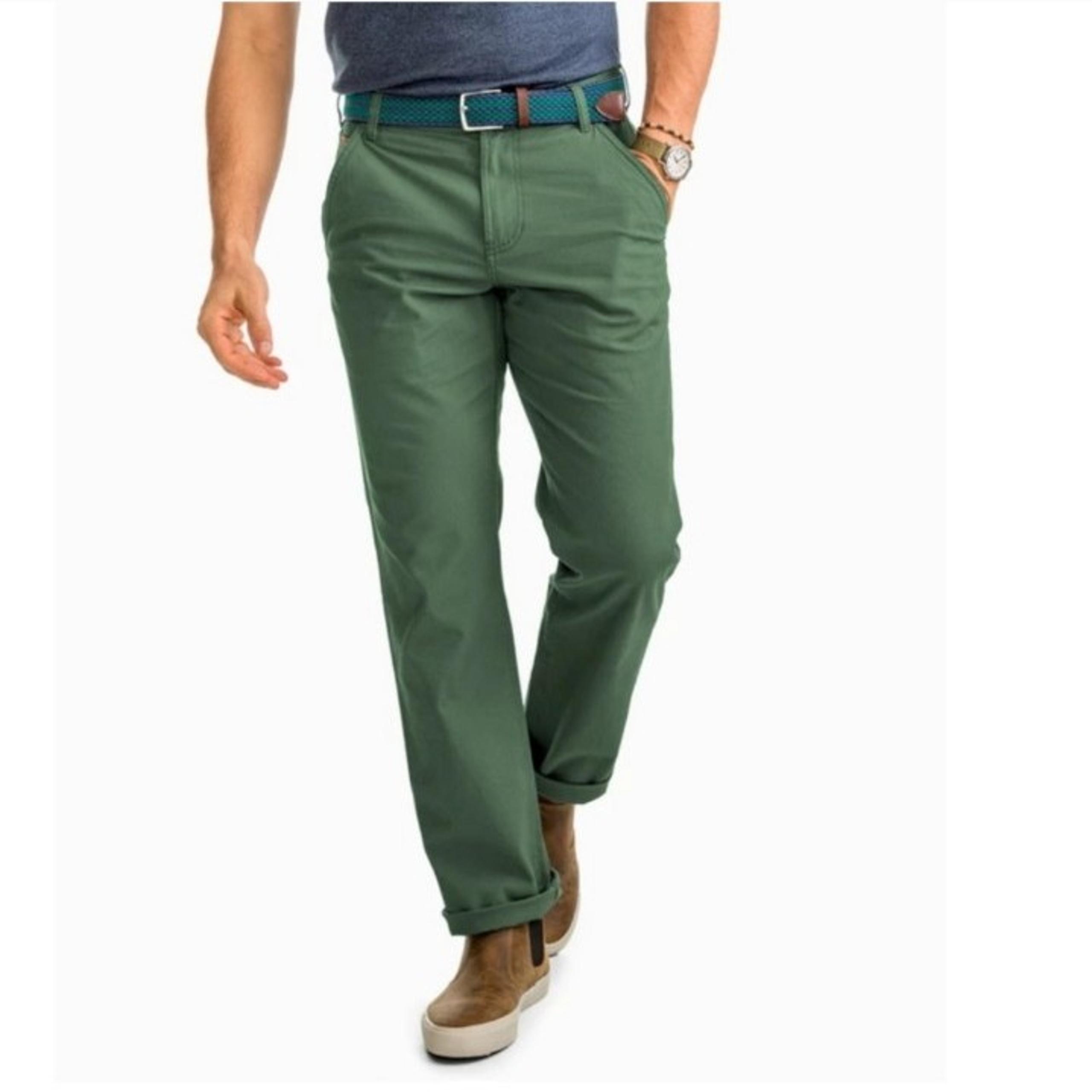 NEW Southern Tide • Mens Green Chino Pants 40 Preppy Flat Front Casual Golf Offi