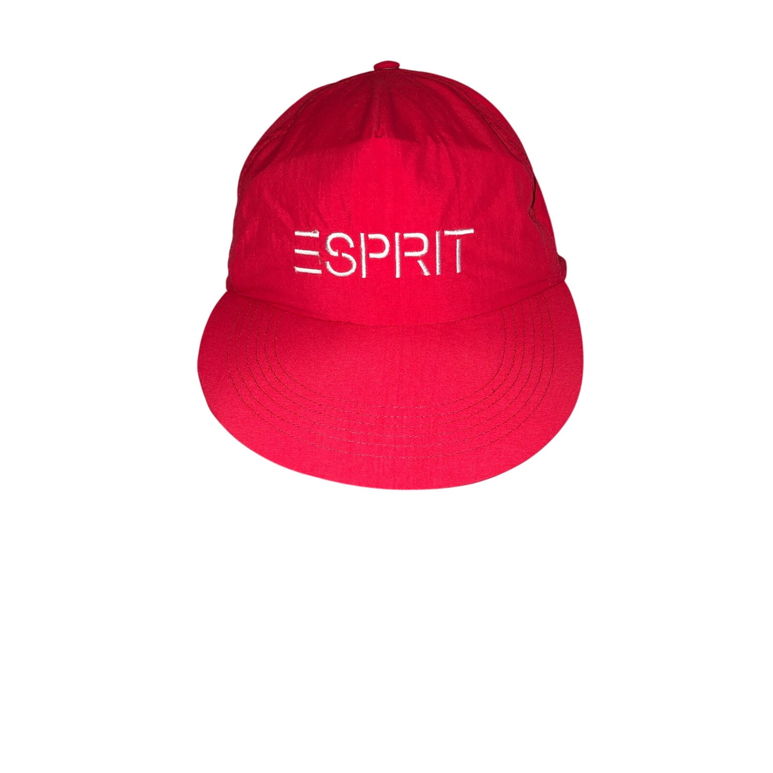 Esprit Hat Baseball Cap Red White Embroidered Adjustable Snap Back 80s Preppy