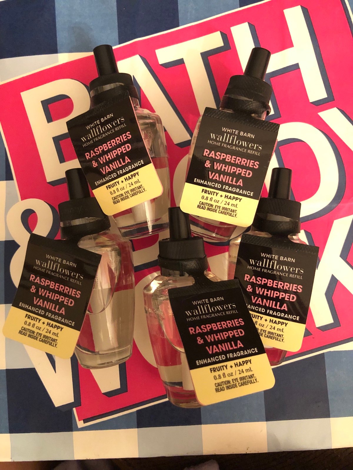 Body & Body Works X5 Raspberries & Whipped Vanilla Wallflowers Fragrance Refill