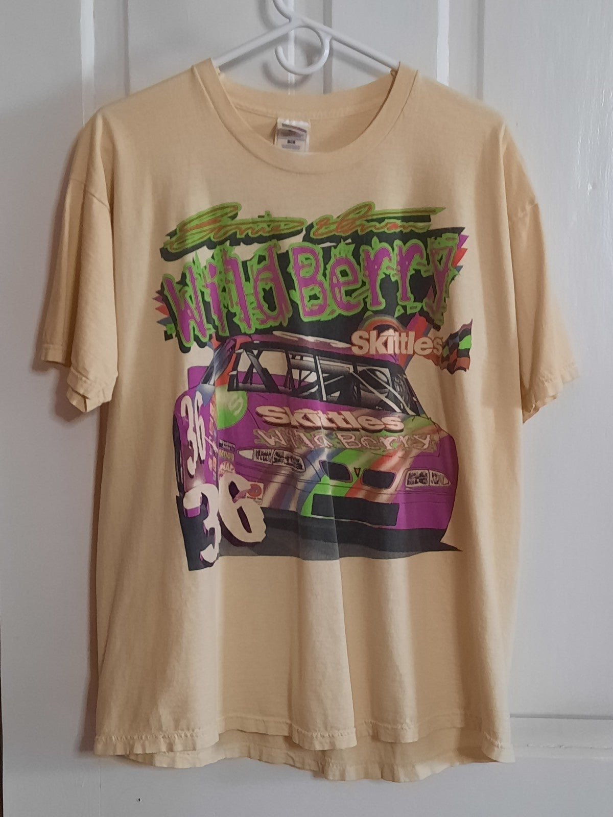 VTG 90s Nascar Shirt, Skittles Wild Berry Car Ernie Irvan #36, XL Cotton Tshirt