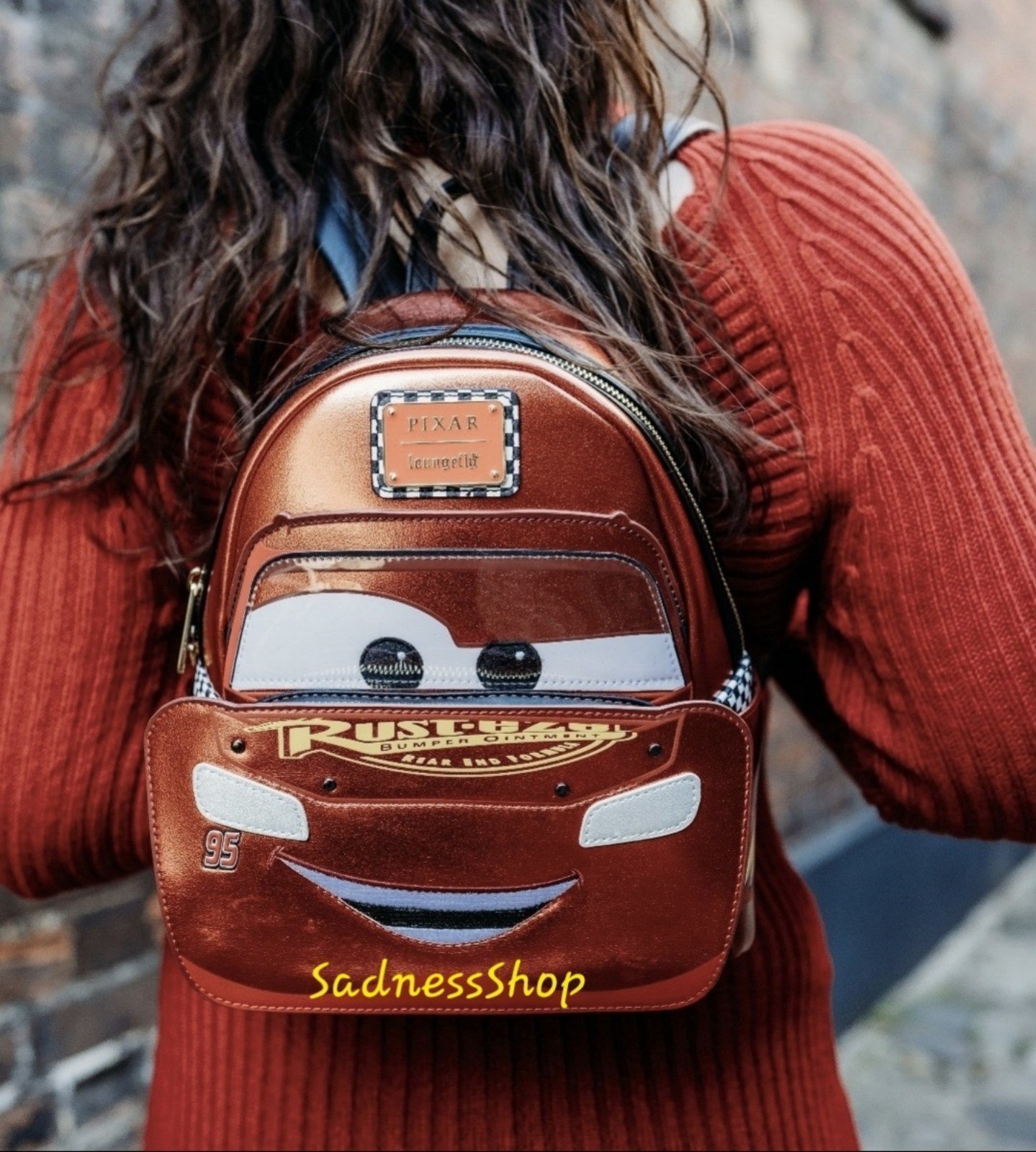 Disney Pixar Lightning McQueen Loungefly Mini Backpack Limeted Edition.