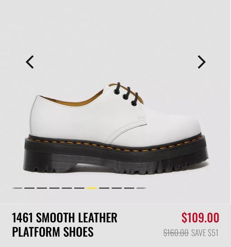 Dr Martens white platform size 6