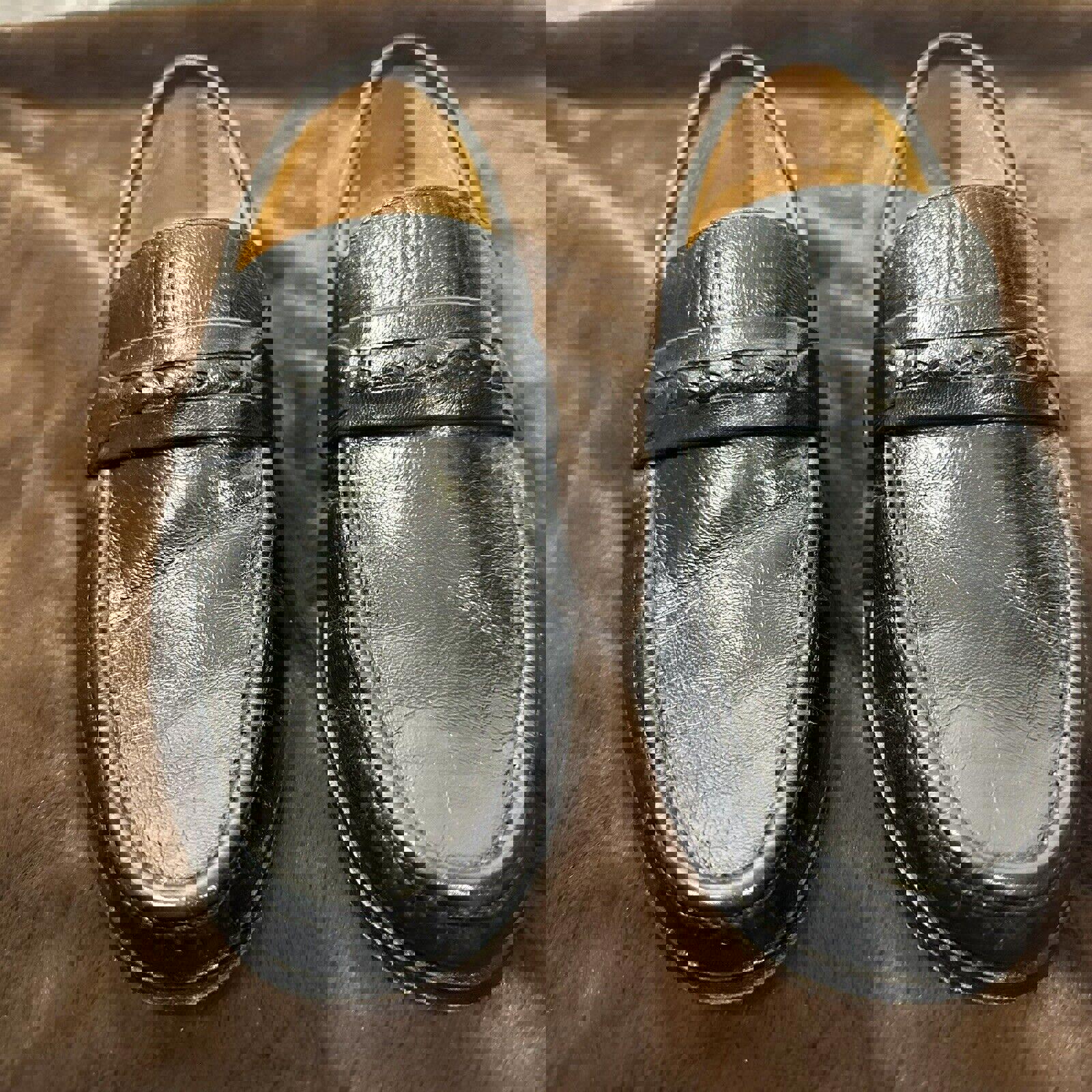 Barrington Mens Slip On Dress Loafers Black Leather Braided Trim Sz 9 Wide D