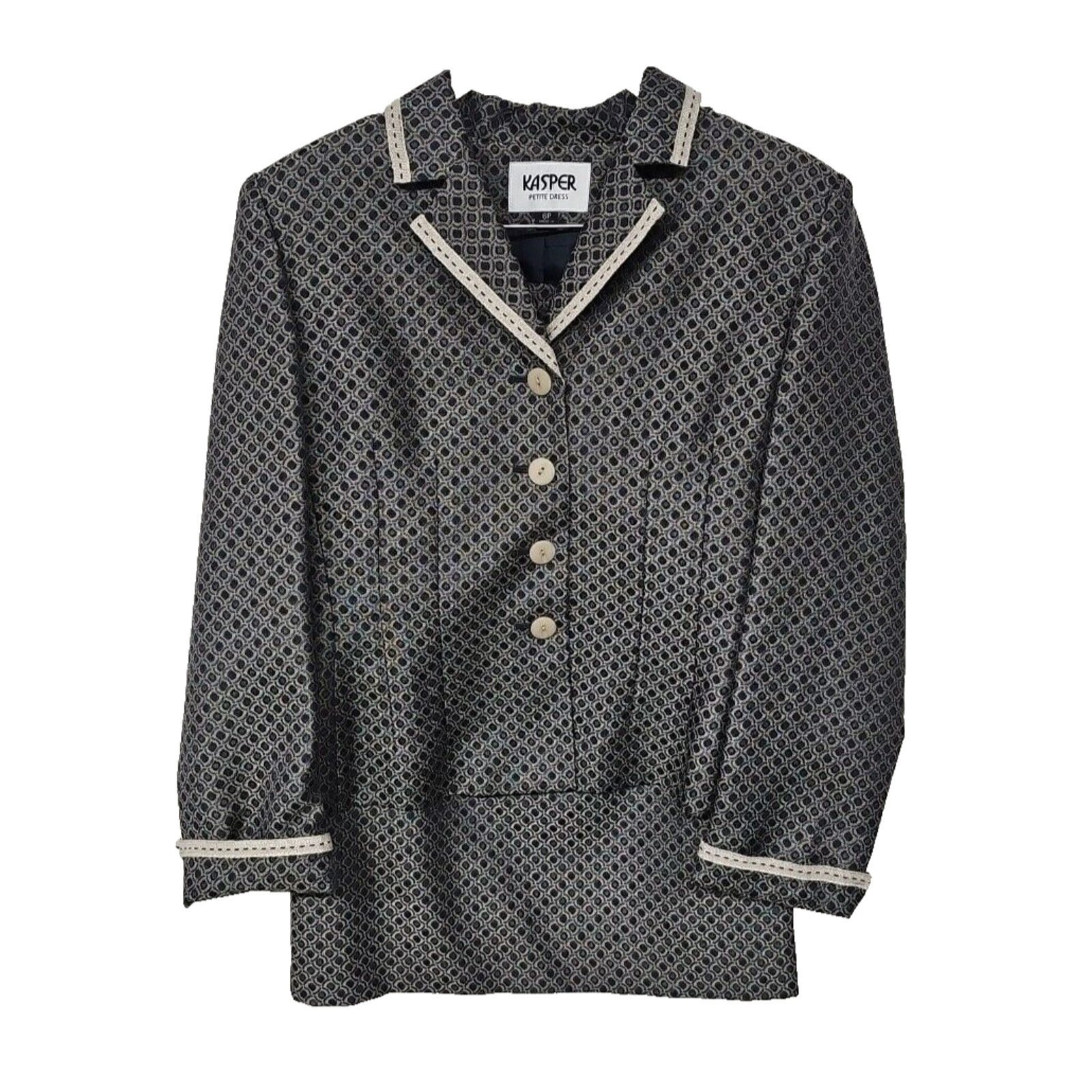 Kasper Petites Womens Size 6P Skirt Suit All over pattern Office Professional
