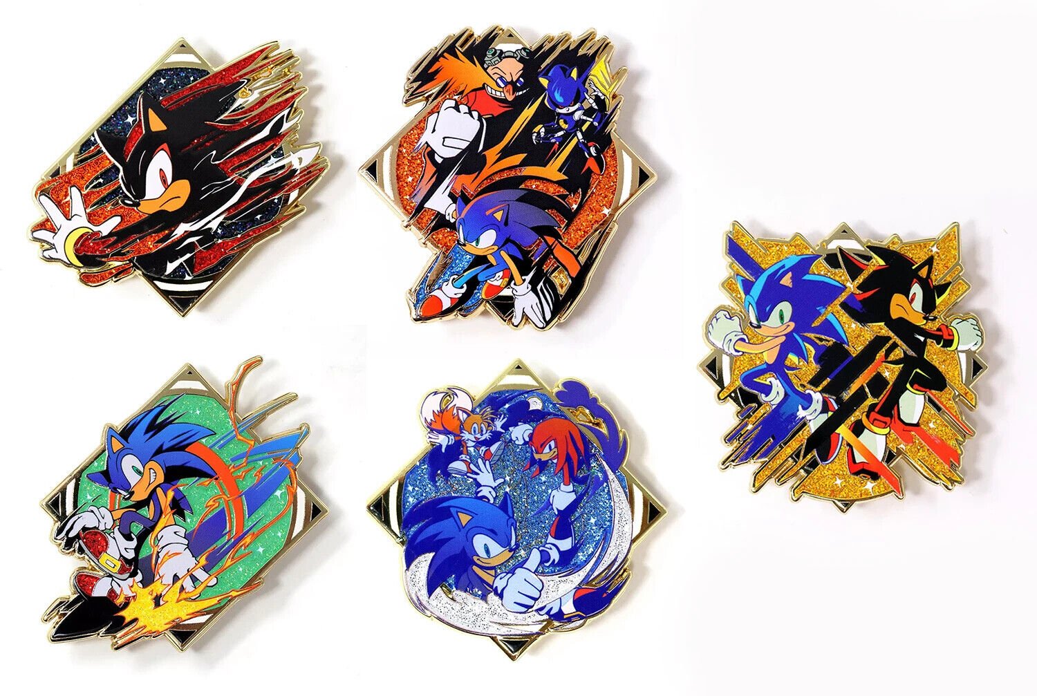 Sonic The Hedgehog Speed Stamp Blind Bag Series Enamel Pins Full Set Of 5