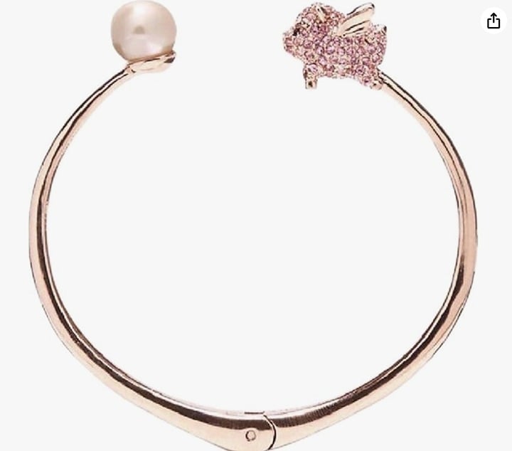 Kate Spade New York Imagination Flying Pig Open Hinge Bangle Bracelet Rose Gold