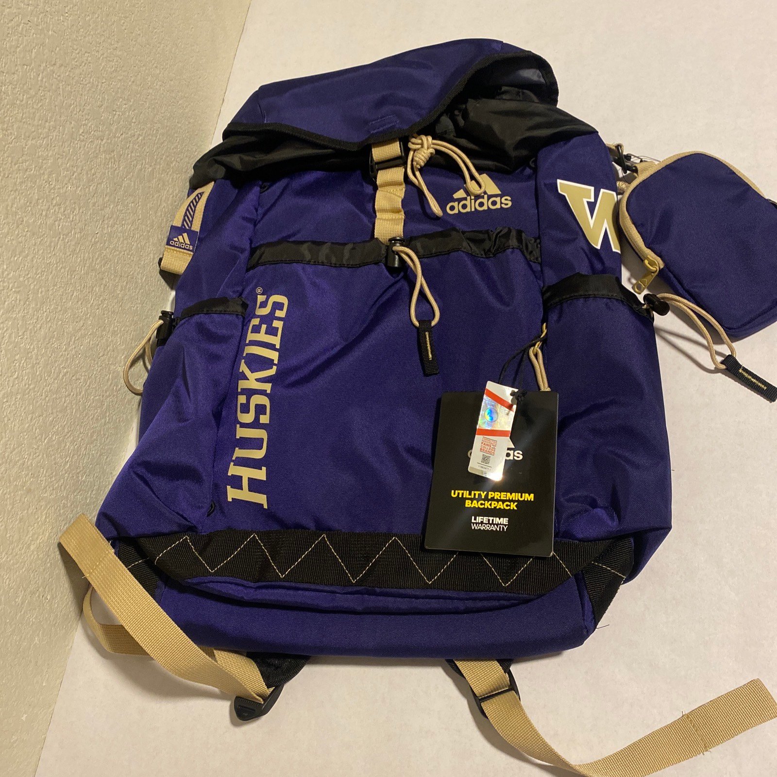 adidas Washington Huskies Utility Premium Backpack Purple Gold Unisex GA5740