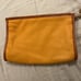 Beautiful lambskin caramel colored cosmetic bag or clutch with linen lining