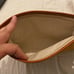 Beautiful lambskin caramel colored cosmetic bag or clutch with linen lining