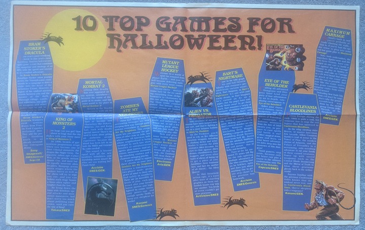 10 Top Games For Halloween Video Game Ad Poster SNES Sega Genesis Horror Zombies