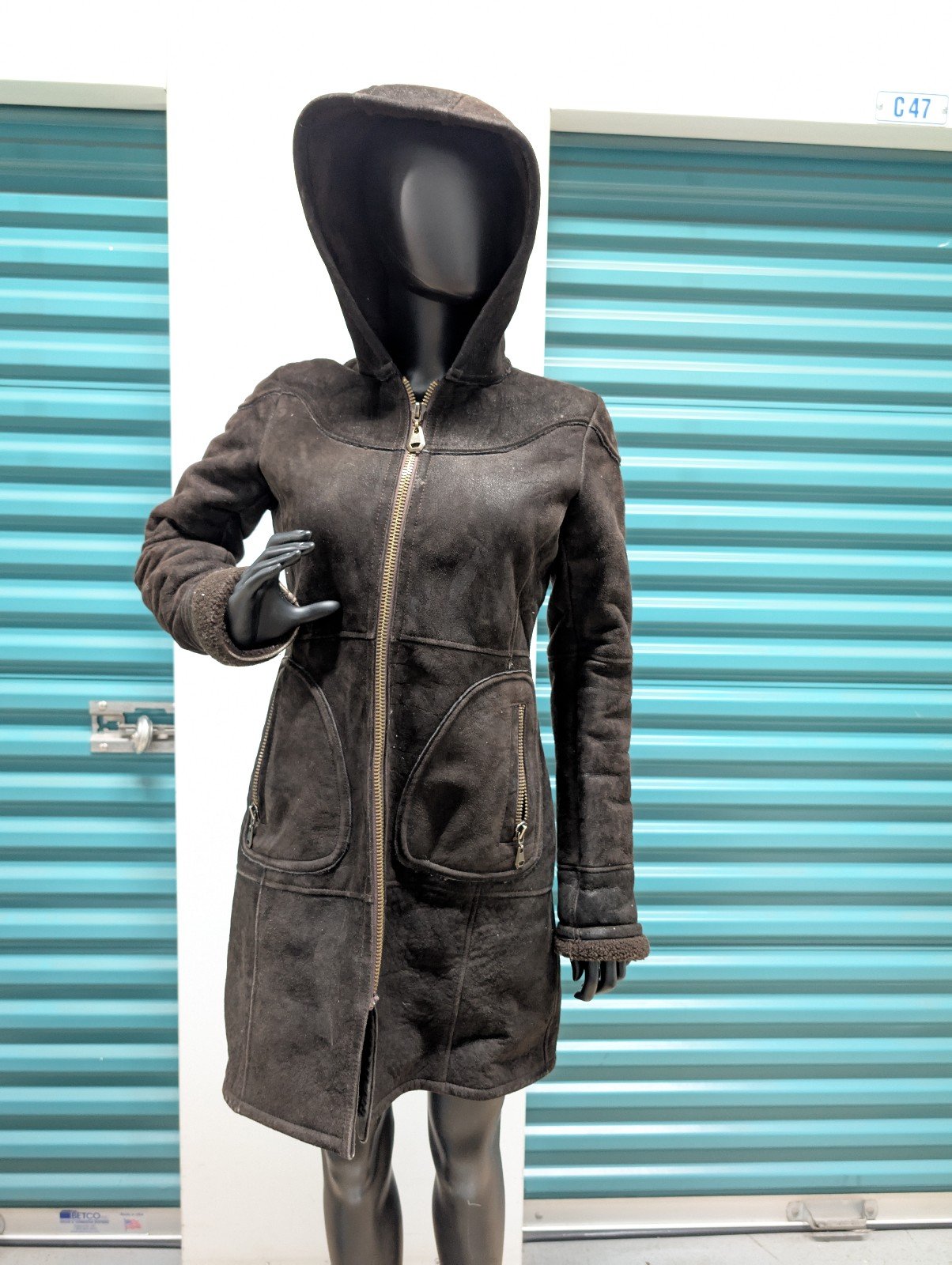Leather shearling coat size small/medium