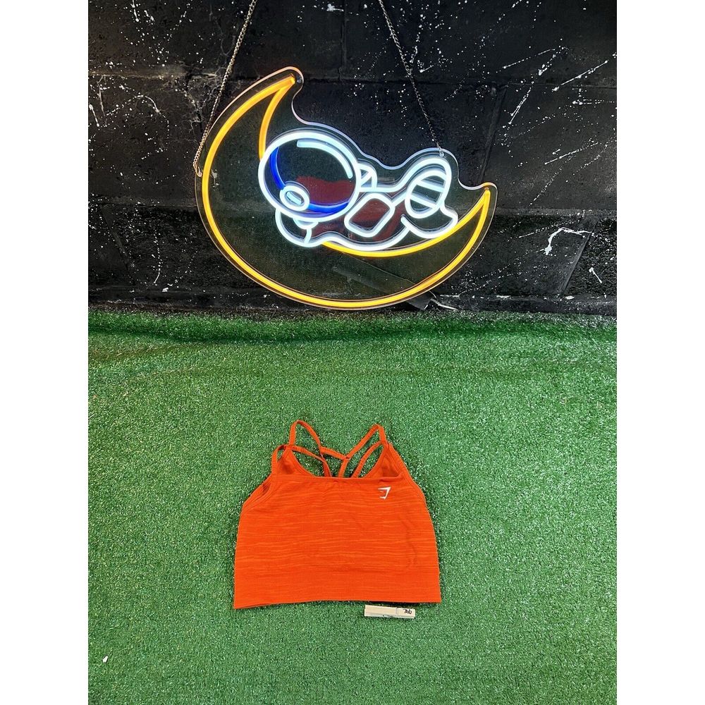 Gymshark Adapt Marl Seamless Sports Bra Pepper Red/Zesty Orange Women's Medium