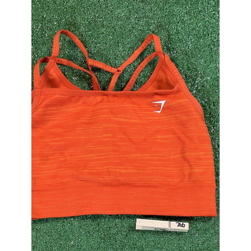 Gymshark Adapt Marl Seamless Sports Bra Pepper Red/Zesty Orange Women's Medium - detail