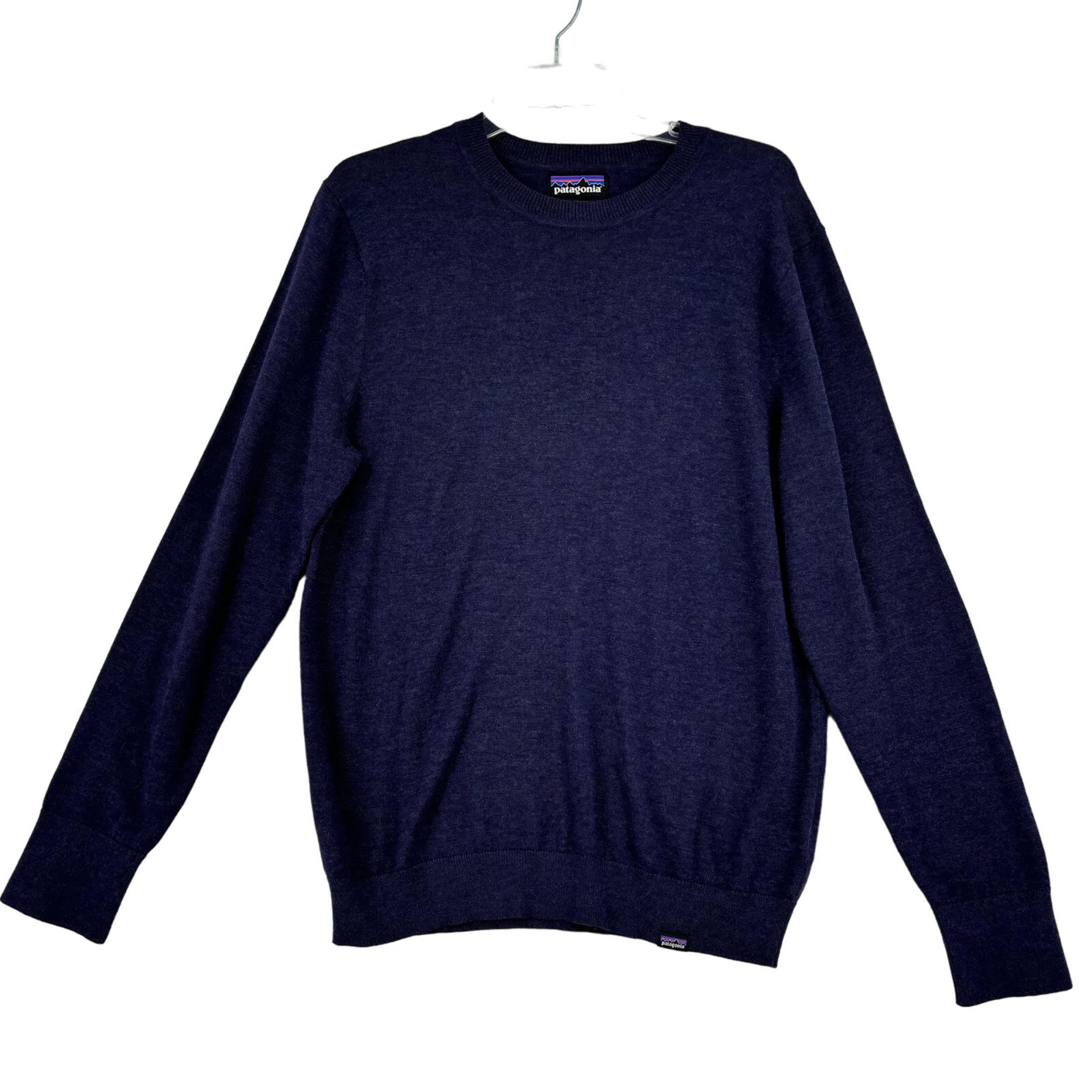 Patagonia Pullover Sweater Mens Size S Blue Organic Cotton Blend Crew Neck