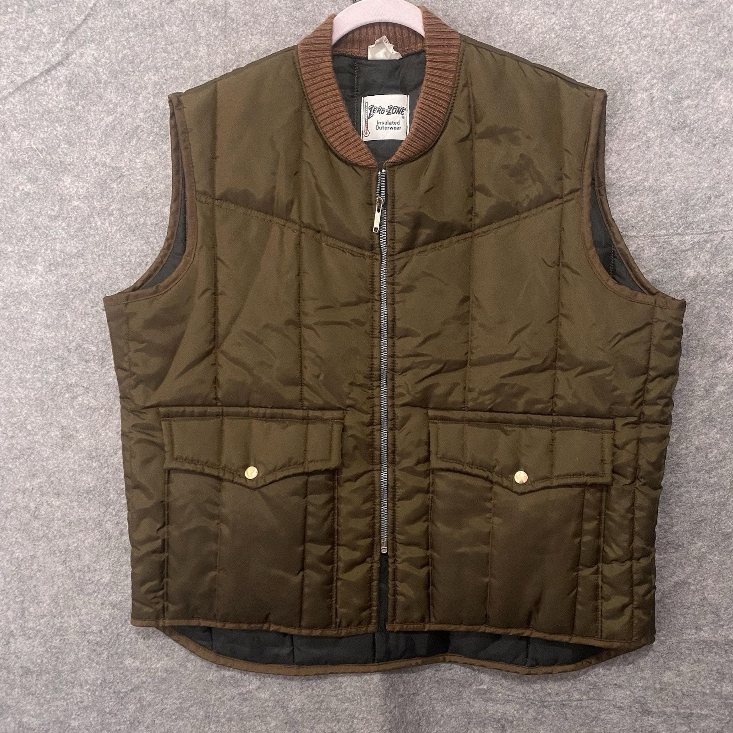 Walls Zero Zone Insulated Vest Mens XL Brown Full Zip Pockets