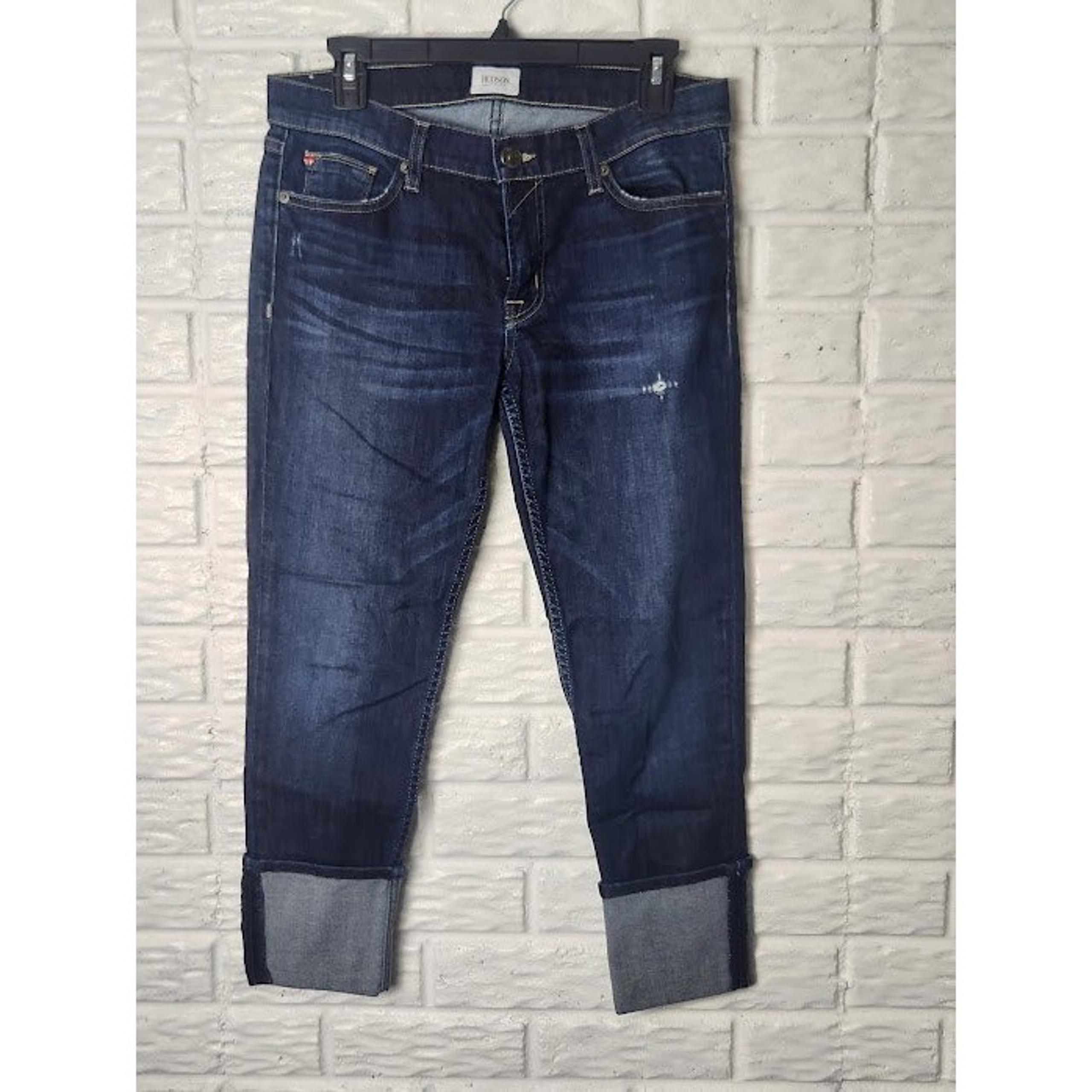 Hudson Jeans Blue Crop Muse Cuffed Jeans Womens size 29 Denim Distressed