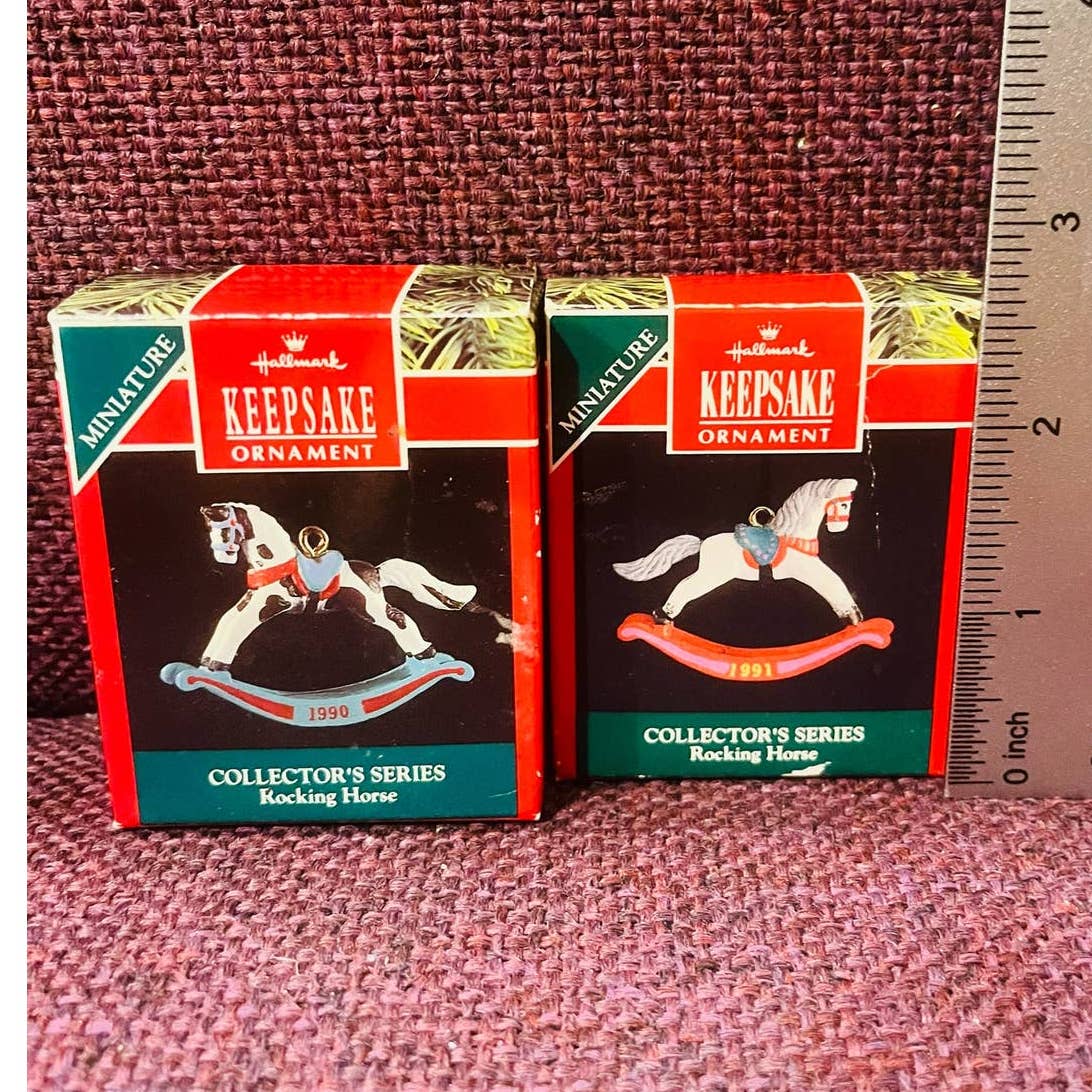 Hallmark Miniature Keepsake ornament Rocking horses 1990 1991
