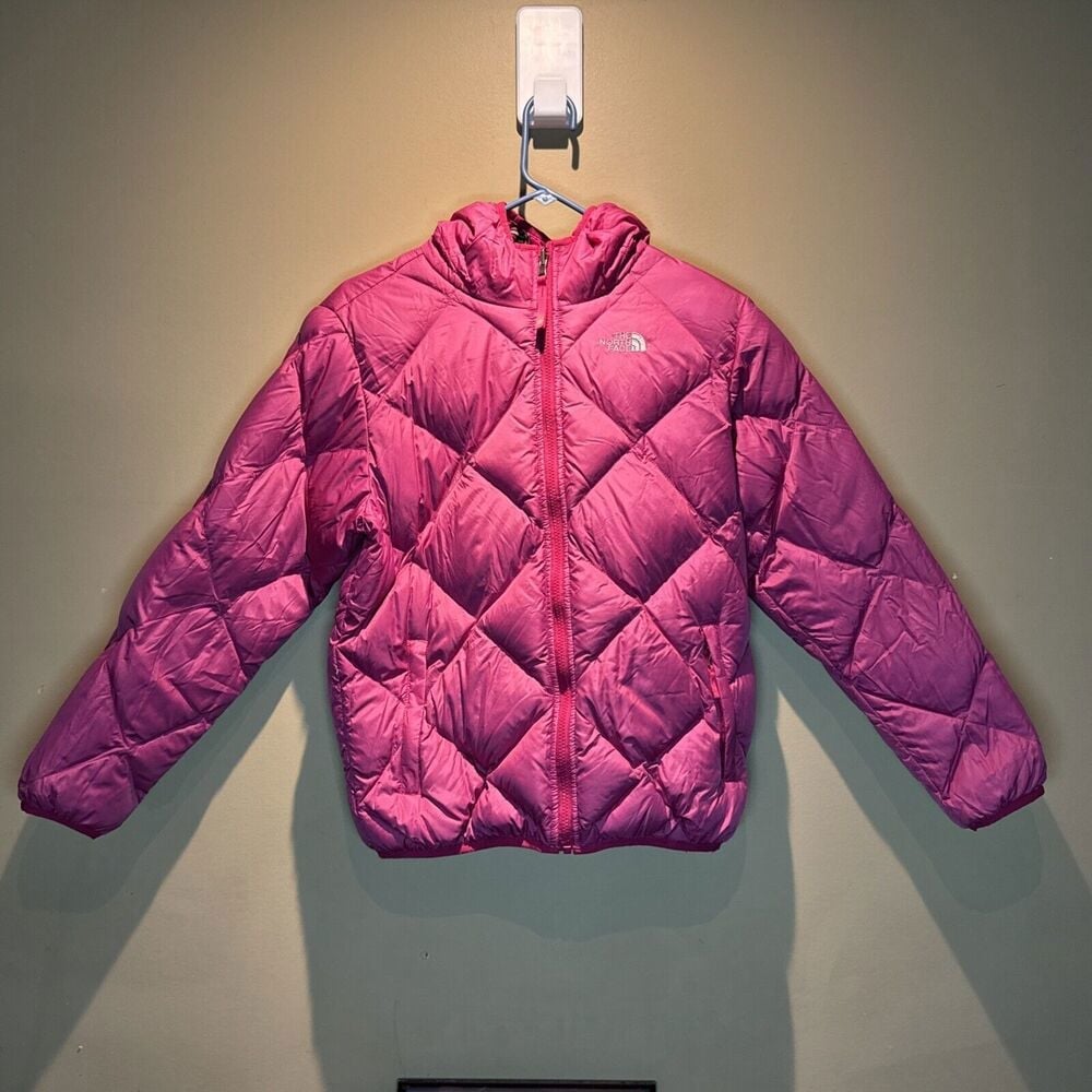 The North Face Jacket Coat Pink Plaid Reversible Girls Size 18