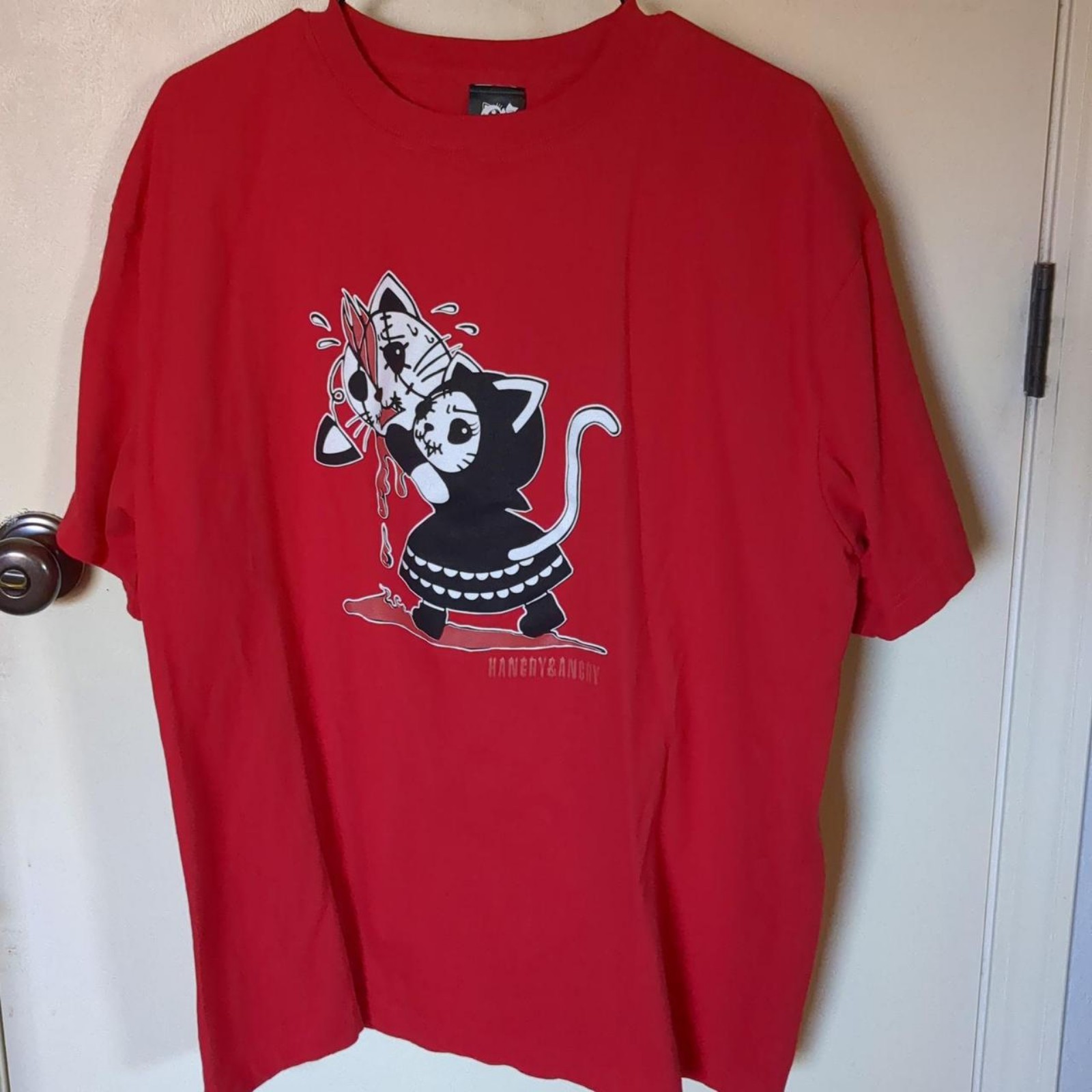 h.naoto hangry & angry XXL red t shirt