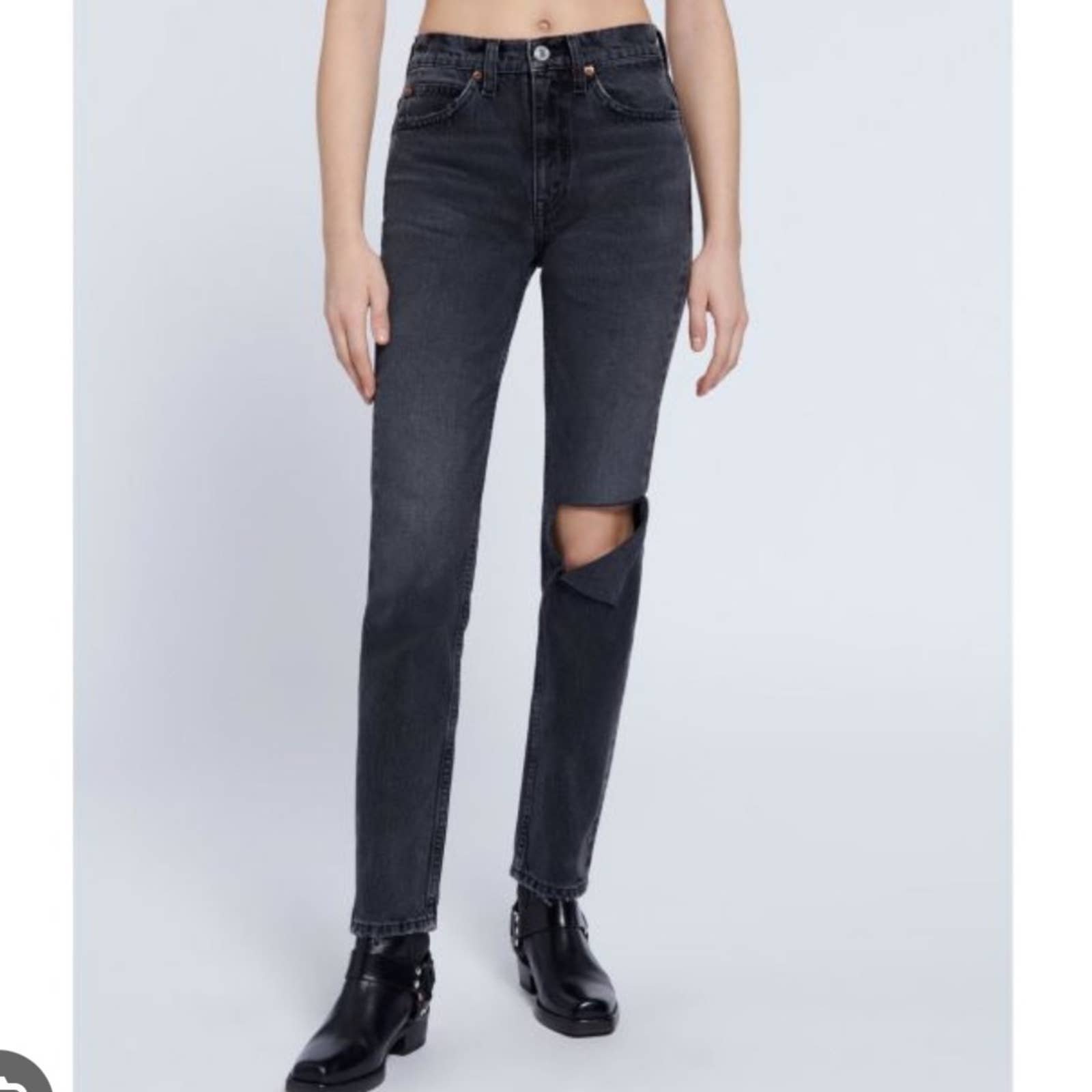 Re/Done 70s Straight Jeans with worn Black. Size 29x29.5