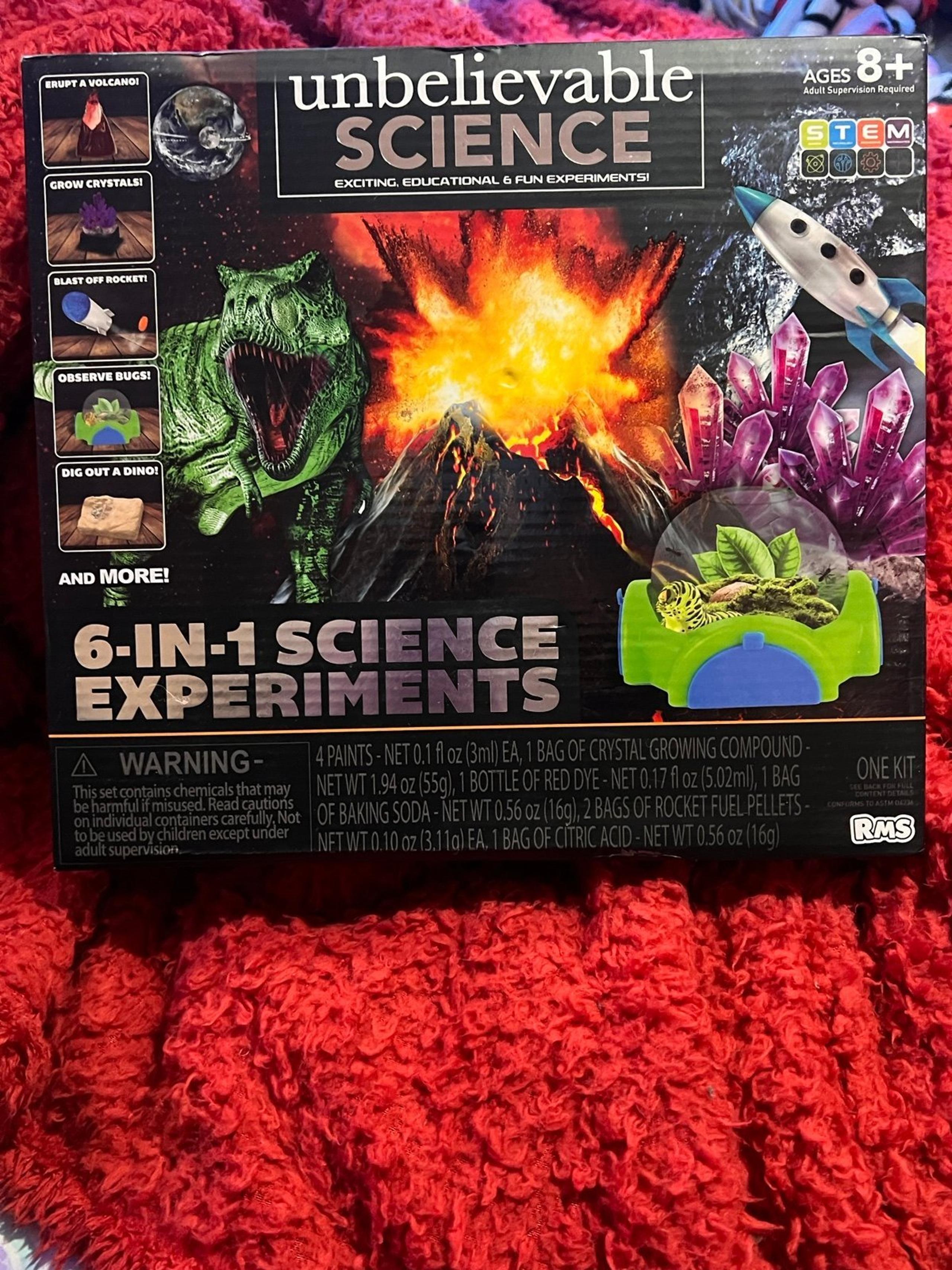 6-in-1 Unbelievable Science Dig Out A TRex Erupt A Volcano Grow Crystals Rockets