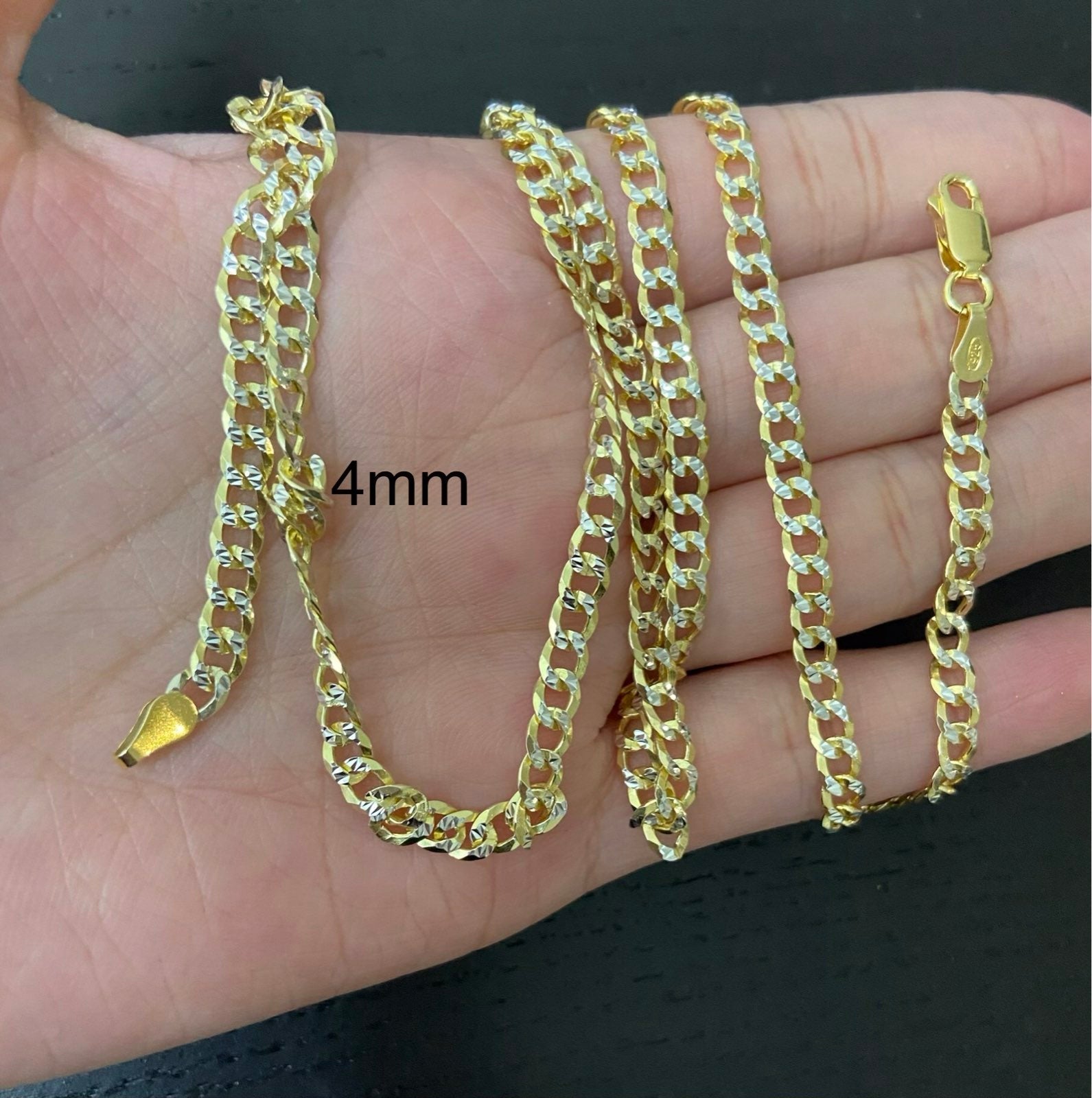 Real gold 925 sterling diamond cut chain