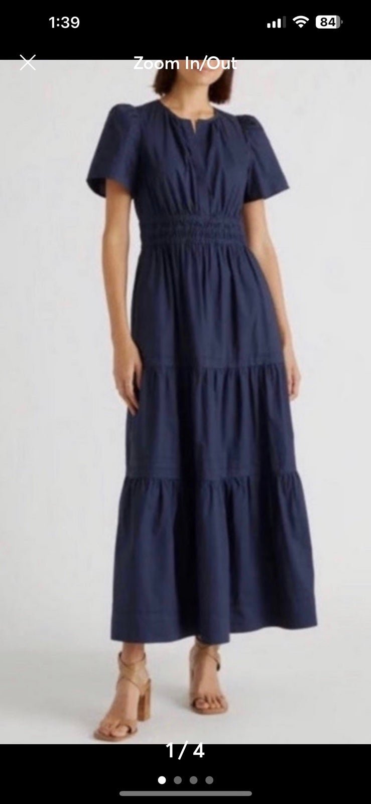 Quince 100% Organic Cotton Tiered Maxi Dress navy M