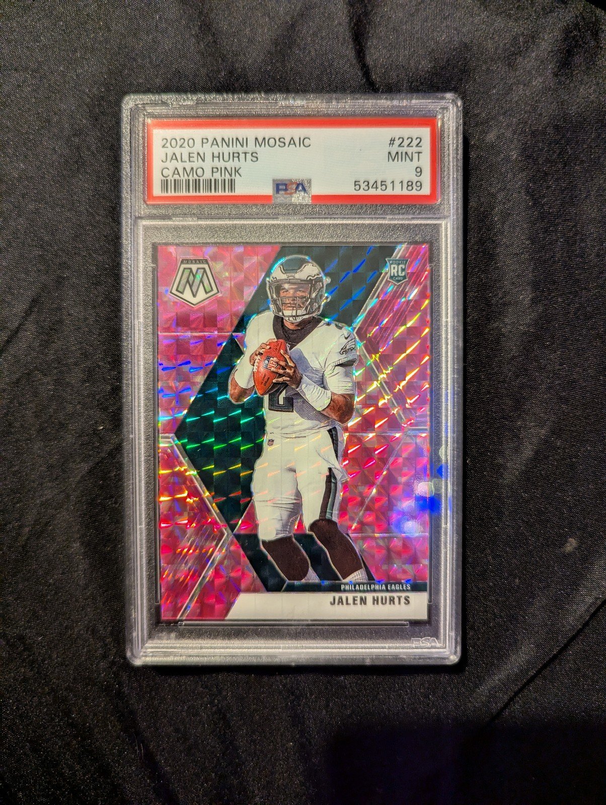 2020 Panini Mosaic Jalen Hurts Camo Pink #222 PSA 9 Rookie Card