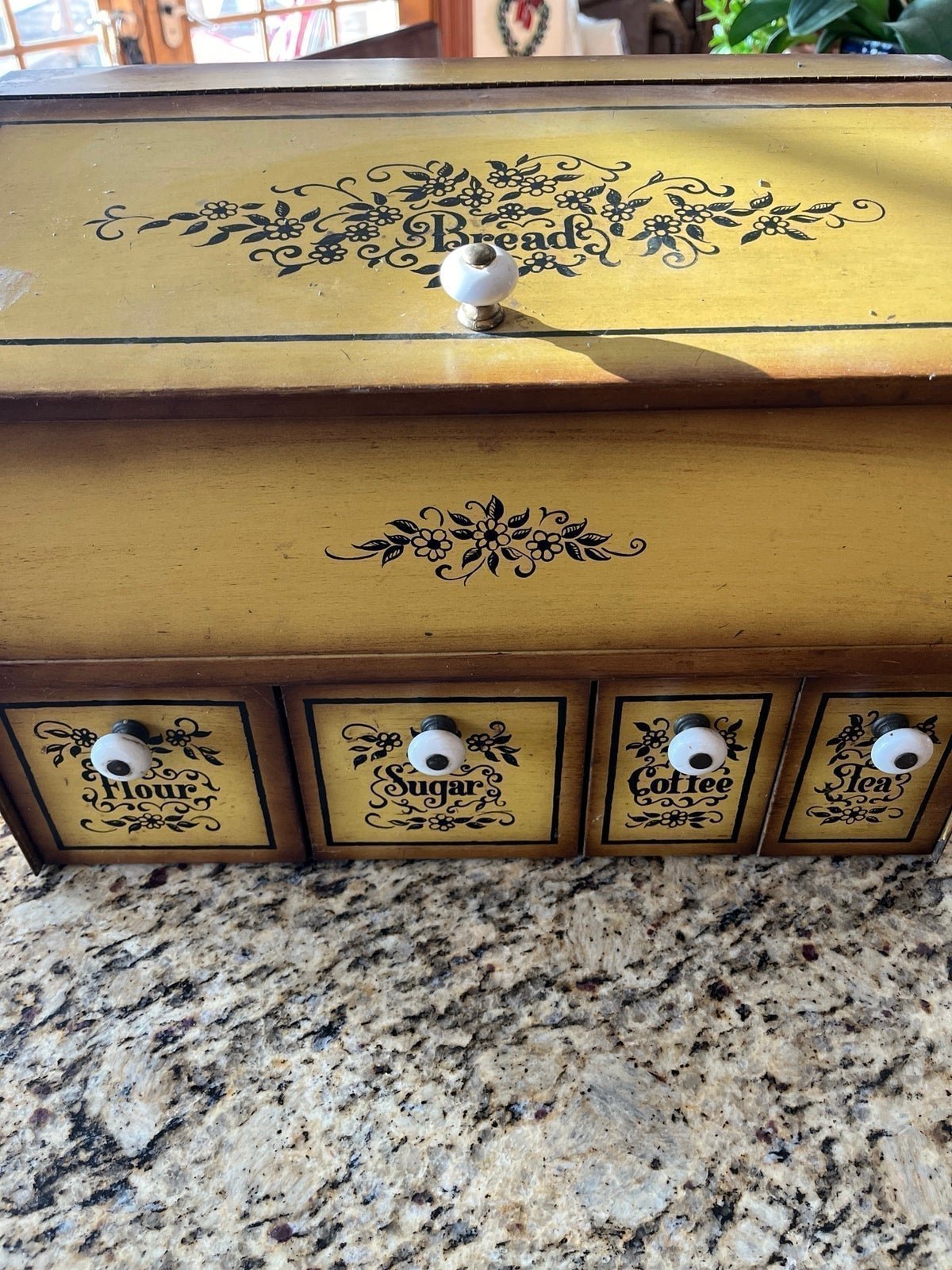 Vintage tin bread box canister set