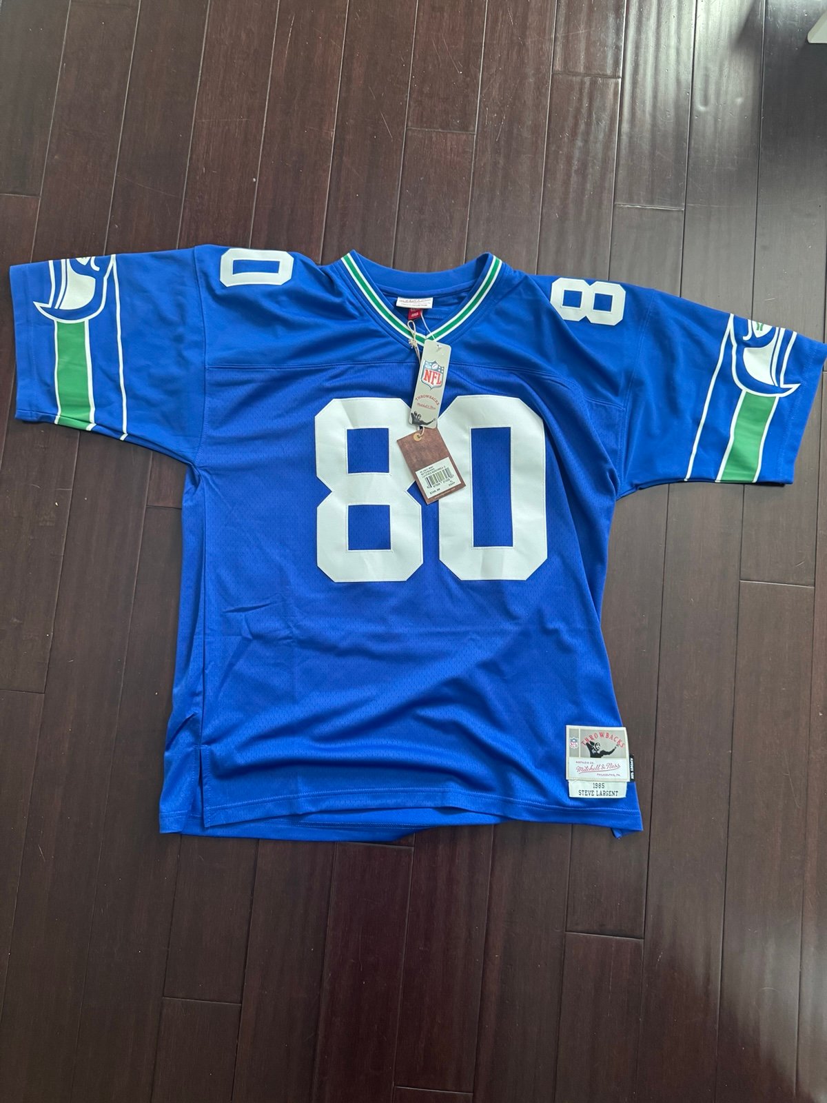NWT Free Shipping XL Men Steve Largent Royal Seattle Seahawks 1985 Legacy Jersey