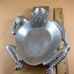 RH Macy & Company Aluminum Frog Tray Dish Silvertone Metalware Made In India
