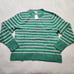 New women's J Crew Factory green striped crewneck sweater in extra-soft yarn